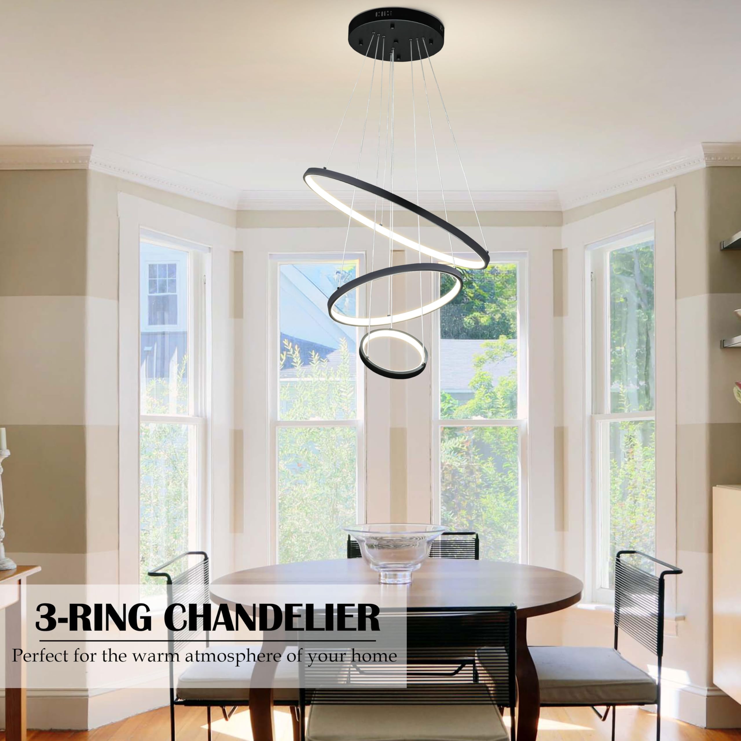 Modern LED Chandelier Contemporary Pendant Lighting Ring Light Fixture Gold with 4000K and 59in Height Adjustable Hanging Lamp for Kitchen Island Hallway Foyer Closet Corridor