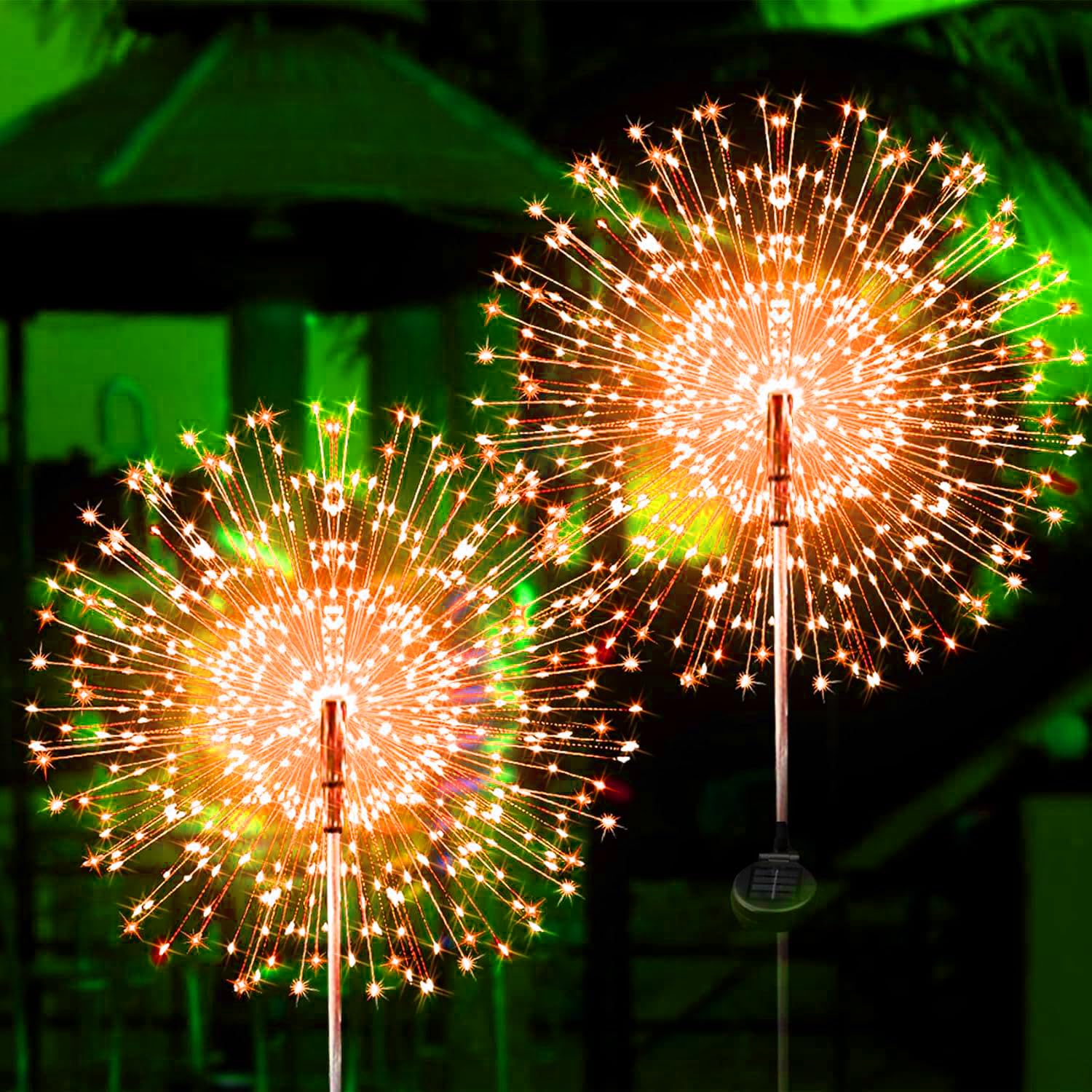 Solar Firework Lights, 2 Pack 120 LEDs 2 Lighting Modes Outdoor Waterproof for Garden Patio Walkway Pathway Party Wedding Christmas Decorative - Cool White