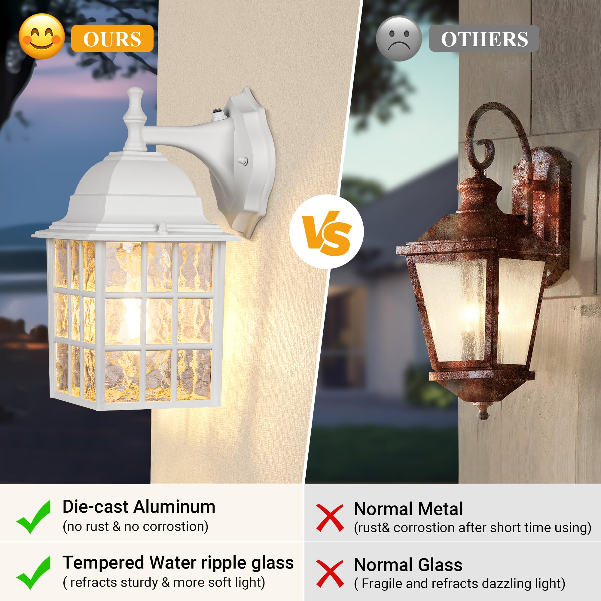 2-Pack Dusk to Dawn Outdoor Wall Lights, Sensor Exterior Light Fixtures Wall Mount, Porch Lights, Black Wall Lantern Wall Lamp, Waterproof Wall Sconce, Outside Lighting for Garage, Front Door