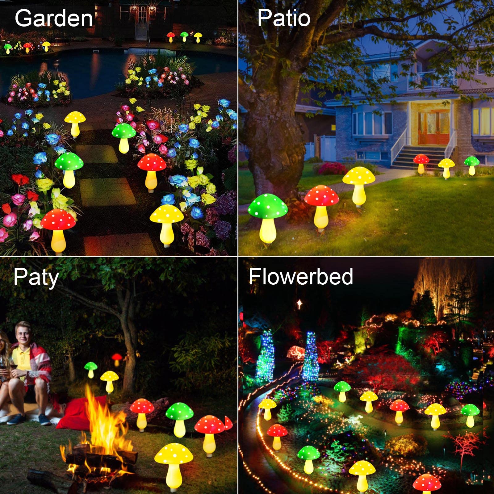 New Upgraded Waterproof Solar Mushroom Lights Outdoor Decor, 8 Modes for Garden Pathway Landscape Yard Easter Pathway Halloween Xmas Decorations, Set of 6 Red