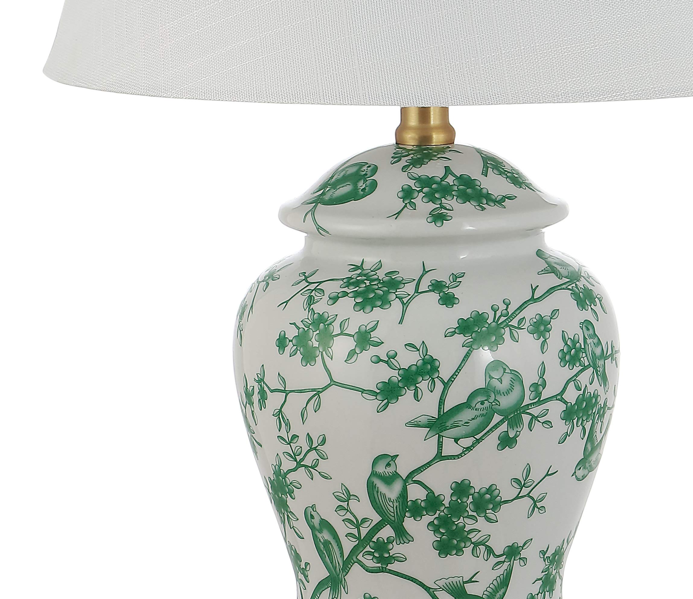 22" Chinoiserie Classic LED Table Lamp Cottage Traditional Bedside Desk Nightstand for Bedroom Living Room Office College Bookcase LED Bulb Included, Gray/White