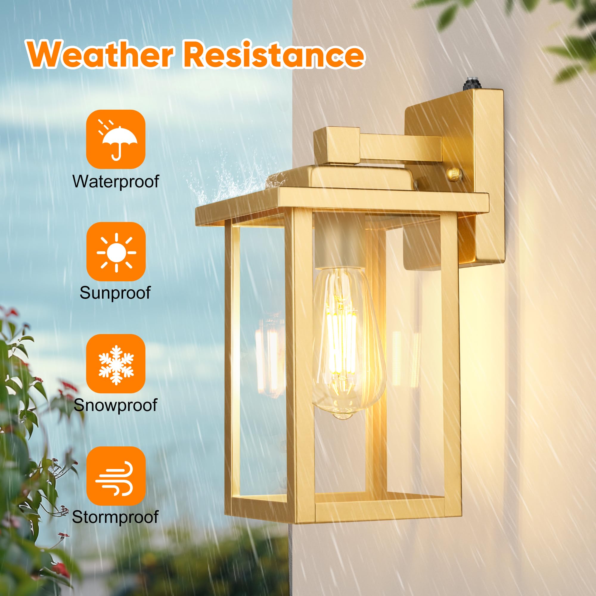 Outdoor Porch Lights Fixtures Wall Mount, Dusk to Dawn Outdoor Lighting Fixtures for House, Sensor Exterior Wall Lights, Waterproof Sconce Outside Lamp, Anti Rust Wall Lantern for Garage