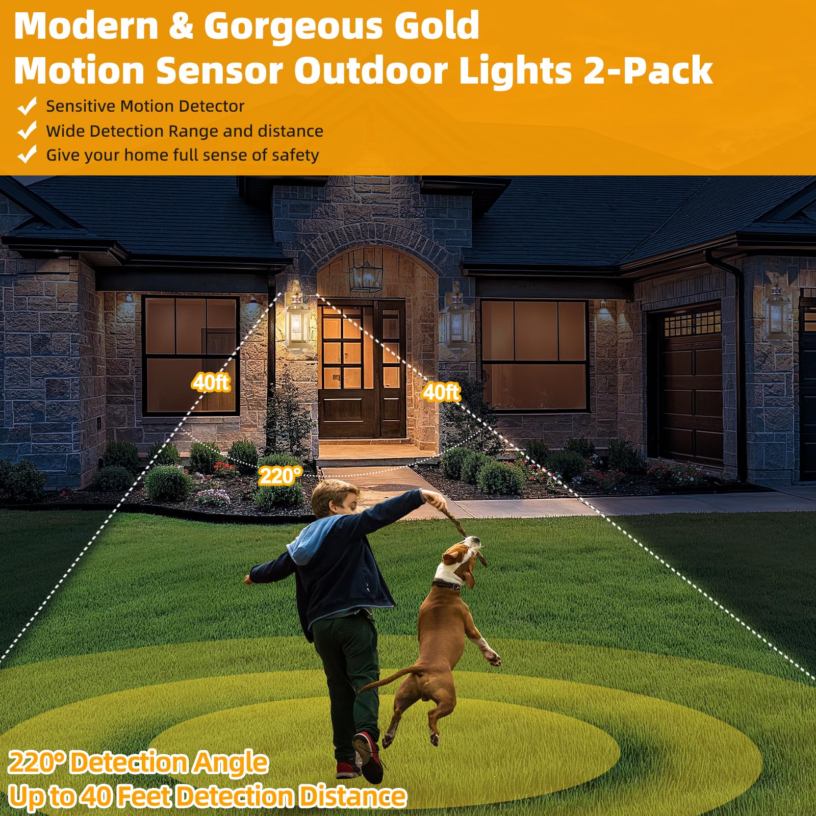 18” Bronze Outdoor Wall Lights Exterior Light Fixtures 2-Pack, Porch Lights Outside Sconces Anti-Rust Aluminum Patio Lights for House Clear Glass Wall Mount Lanterns, IP65 Waterproof