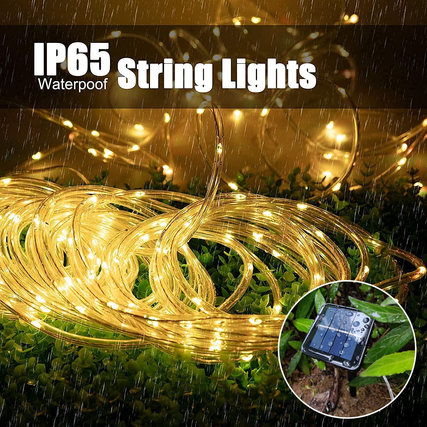 Solar Rope Lights Waterproof IP65 39FT 100LEDs Outdoor LED ‎Solar Outdoor Lights for Party Garden Yard Home Wedding Christmas Halloween Holiday Tree Decoration Lighting