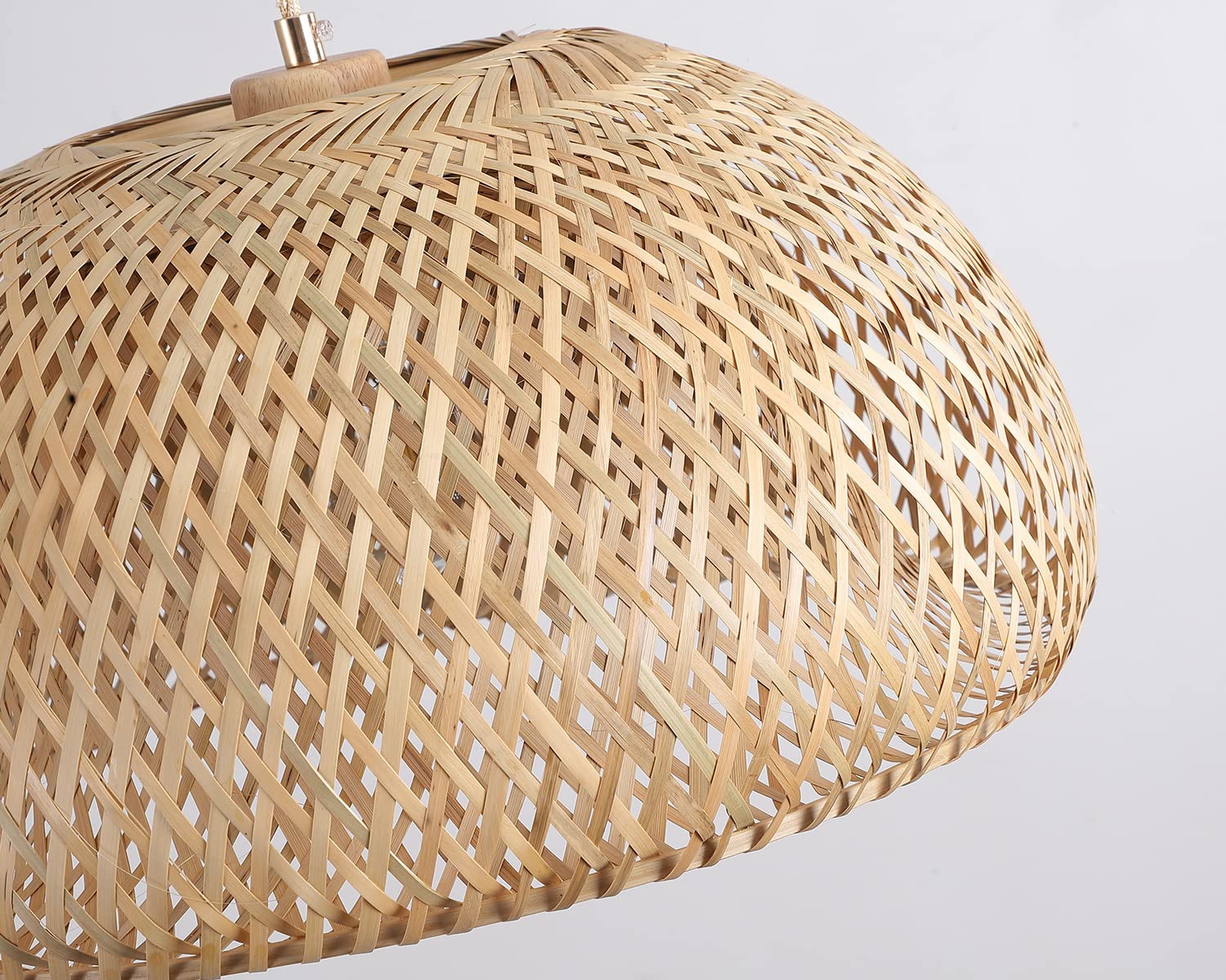 Bamboo Pendant Light Fixture One-Light Adjustable Boho Basket Handmade Woven Mini Pendant Lighting for Kitchen Island Sink Farmhouse Home