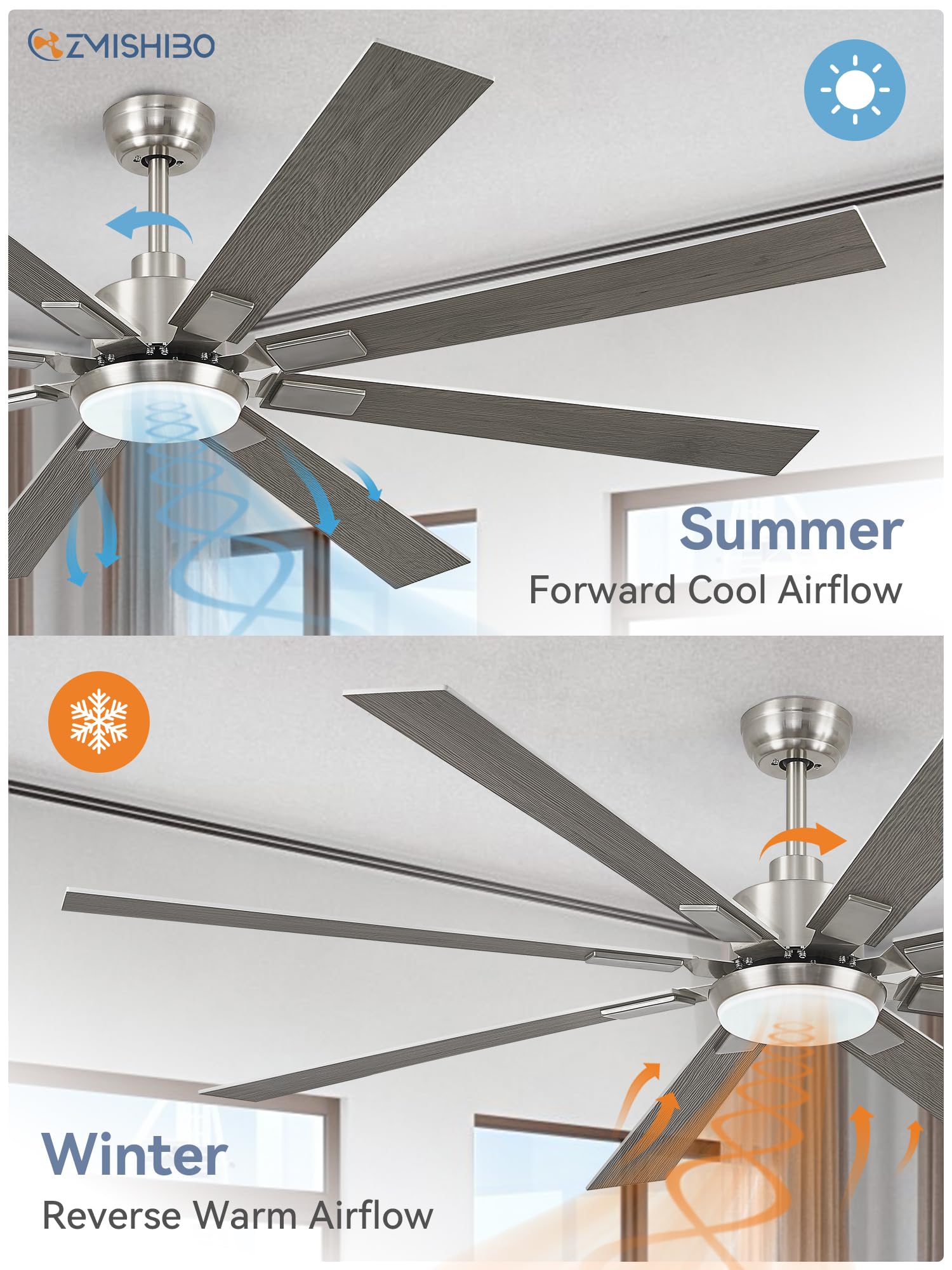 72 inch Oil Rubbed Bronze Ceiling Fans with Lights and Remote, Indoor/Outdoor Farmhouse Ceiling Fan for Living Room Patio, 6 Speed Reversible Quiet DC Motor, 3CCT, Dual Finish Blades