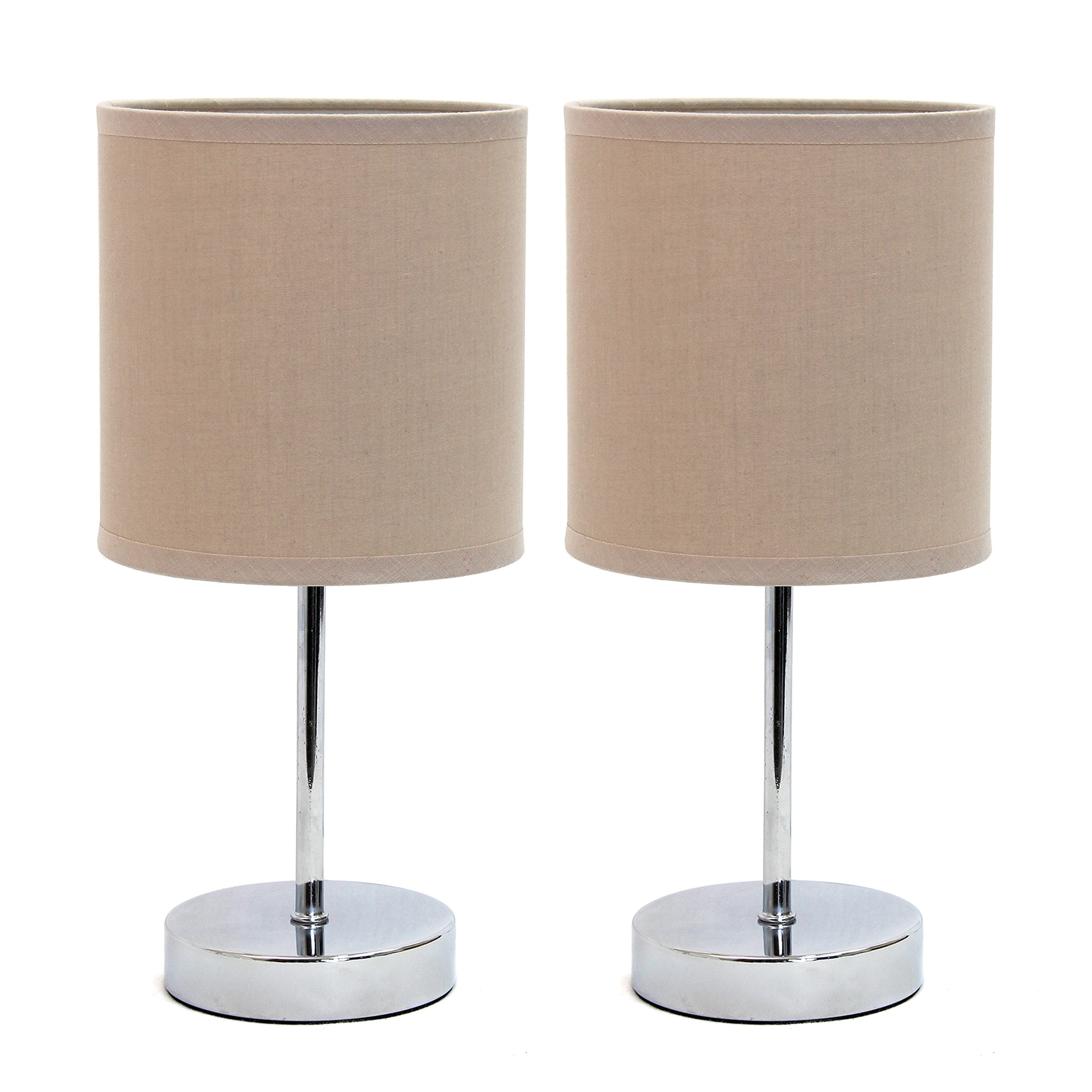 Chrome Mini Basic Table Lamp with Fabric Shade, White