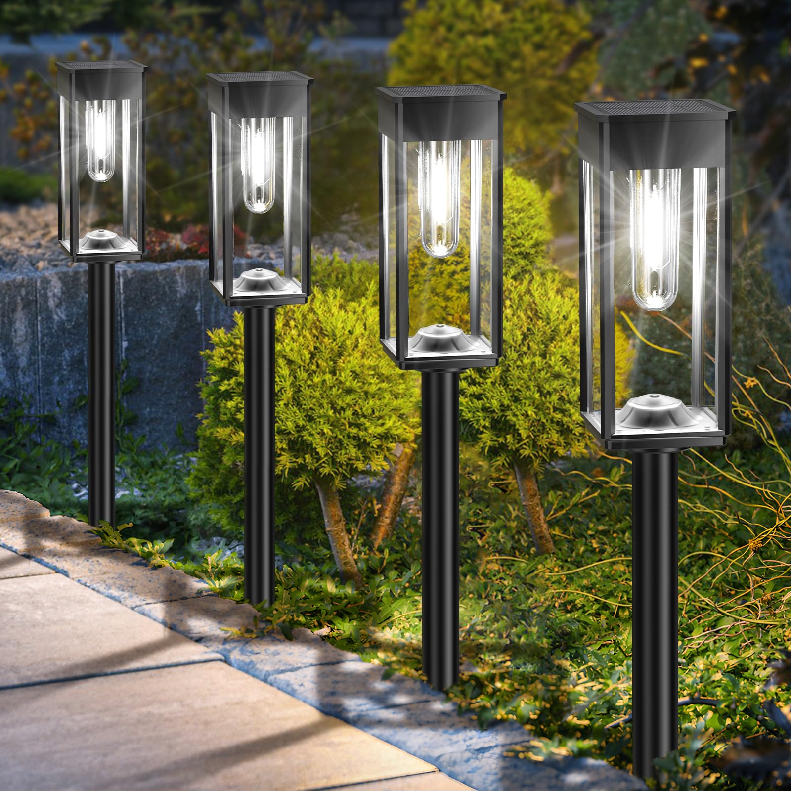 Solar Pathway Lights Outdoor,8 Pack Bright Solar Lights Outdoor,IP65 Waterproof Solar Garden Lights Solar Powered Landscape Lighting for Yard Patio Walkway Driveway Pathway (Cool White)