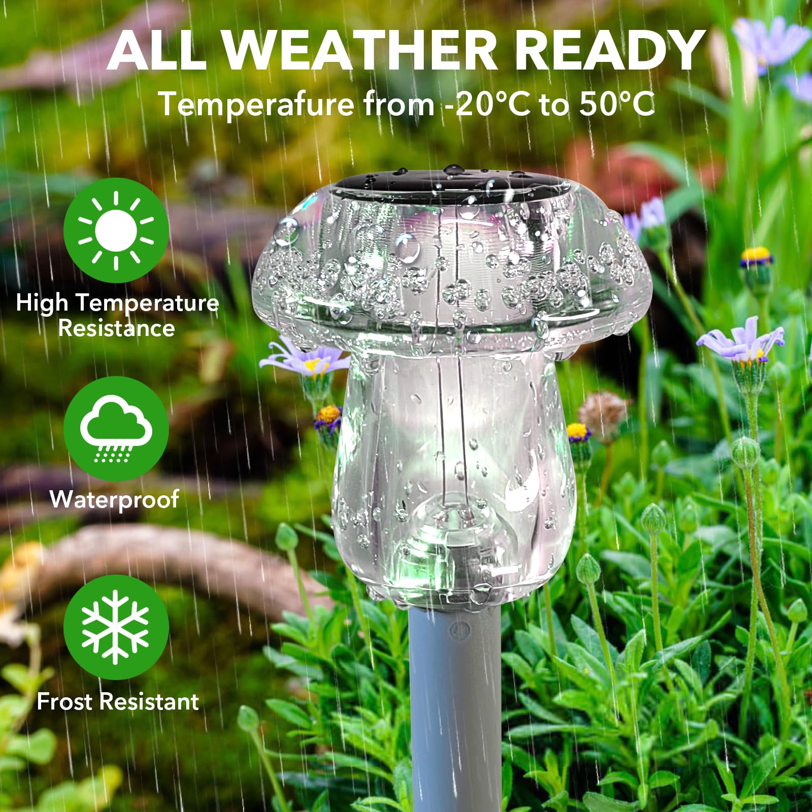 Solar Lights Outdoor, 8 Pack Solar Pathway Lights Outdoor, Solar Powered LED Mushroom Solar Garden Lights, Outdoor Solar Lights for Yard, Landscape, Path, Patio, Outside,Driveway,Backyard (Warm White)