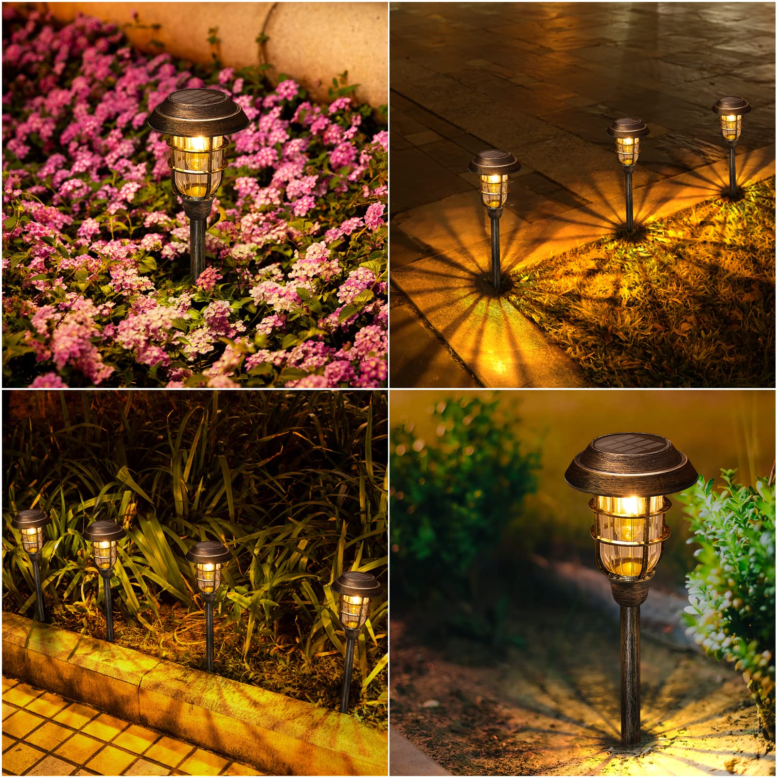 Solar Pathway Lights Outdoor, 8 Pack Bright Solar Lights Outdoor, IP65 Waterproof Auto On/Off Solar Garden Lights Solar Powered Landscape Lighting for Yard Patio Walkway Driveway