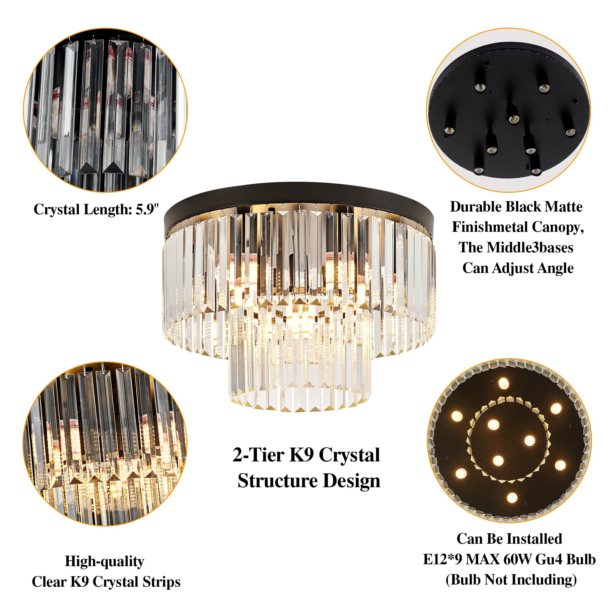 Gold Crystal Pendant Light Mini Modern Luxury Crystal Pendant Light Perfect for Dining Room, Bedroom, Kitchen, Living Room 3-Pack