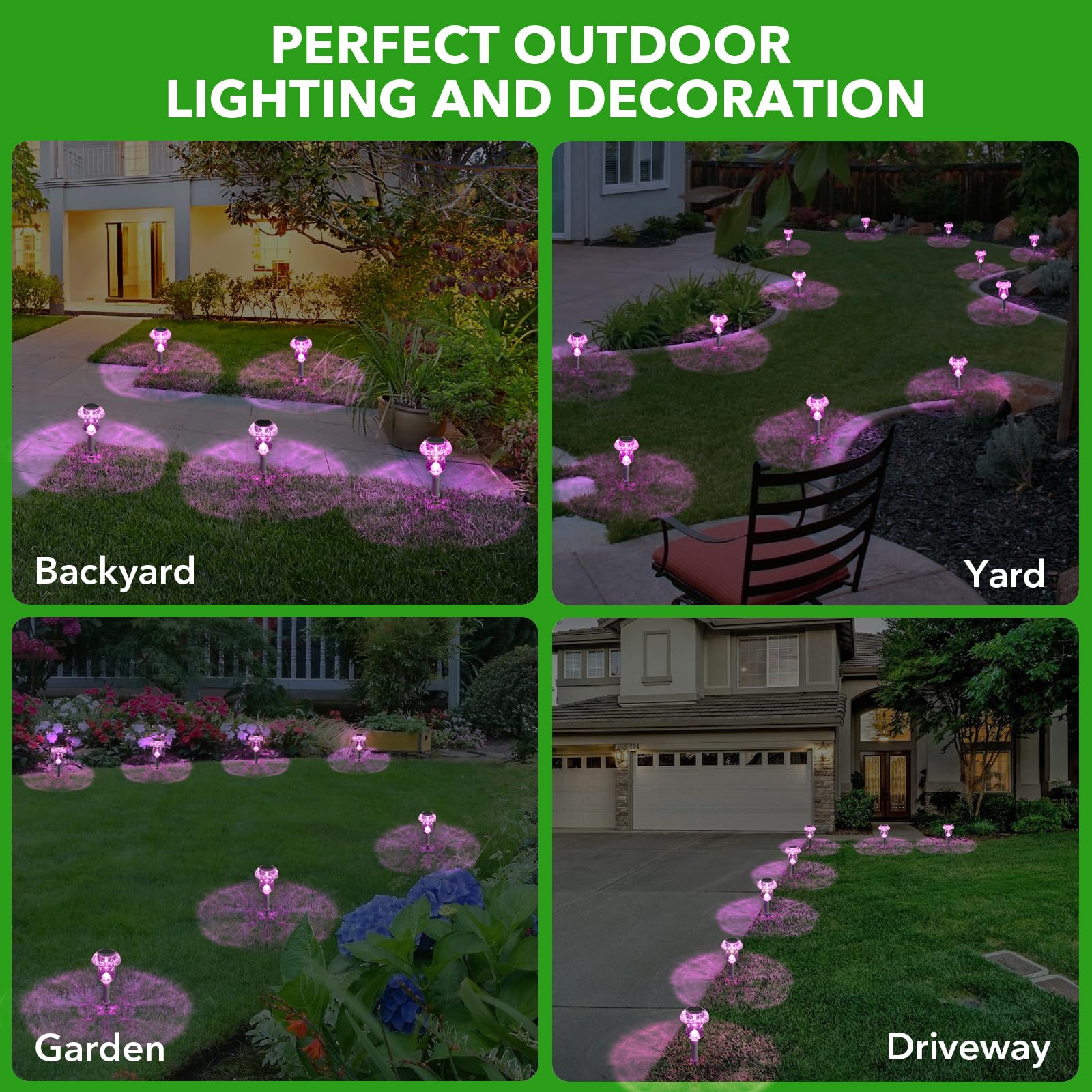 Solar Lights Outdoor, 8 Pack Solar Pathway Lights Outdoor, Solar Powered LED Mushroom Solar Garden Lights, Outdoor Solar Lights for Yard, Landscape, Path, Patio, Outside,Driveway,Backyard (Warm White)