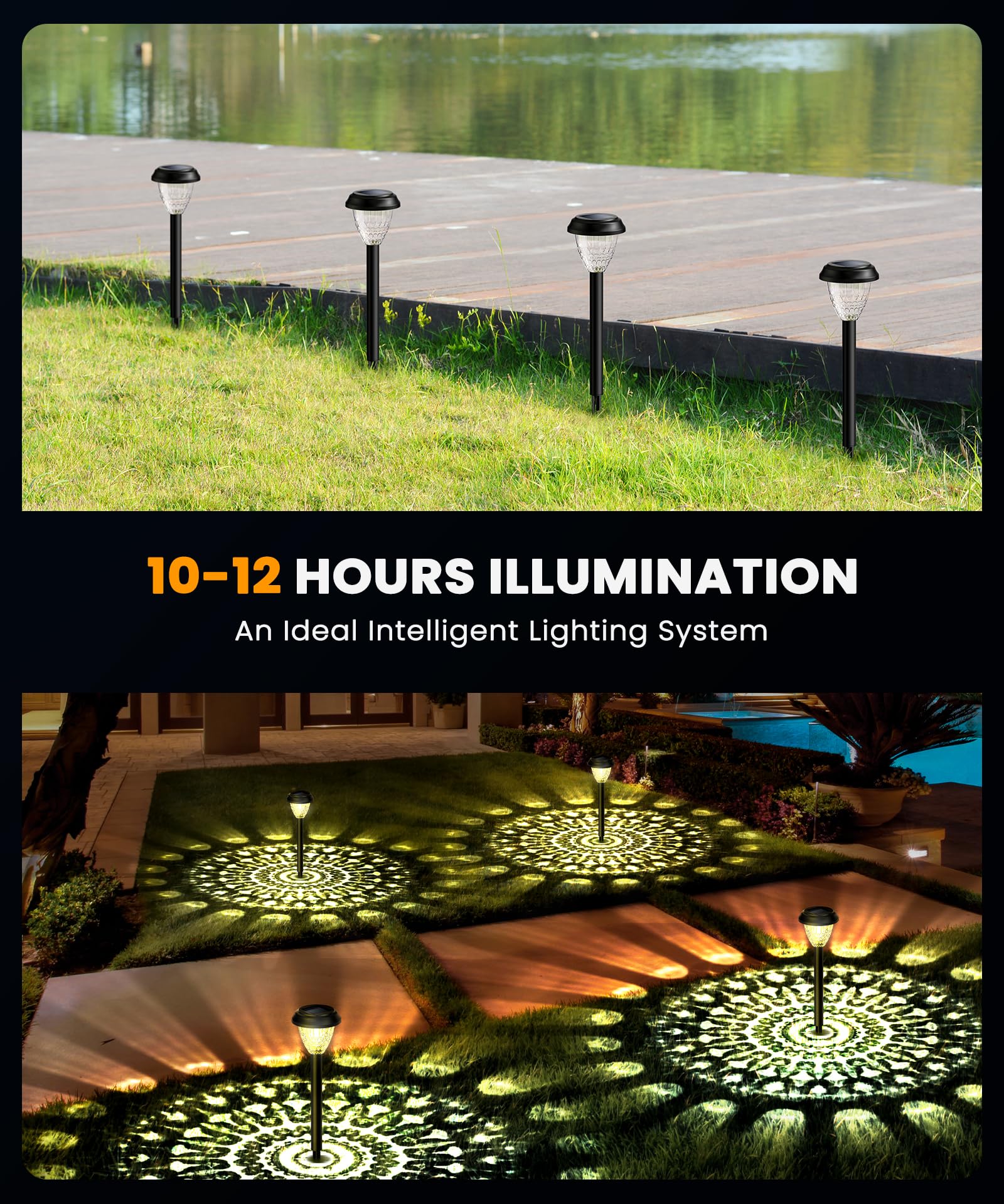 Super Bright Solar Lights for Outside, Up to 12H Solar Lights Outdoor Waterproof, 8 Pack Outdoor Lights Decorative, Garden Lights Dusk to Dawn Auto On/Off,Solar Pathway Lights for Yard,Landscape