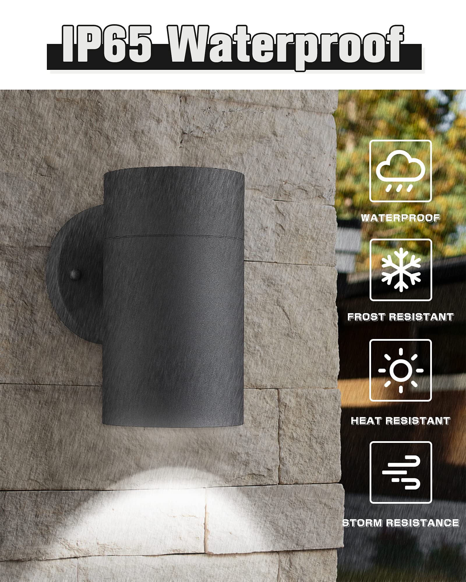 Ken & Ricky Outdoor Wall Light, Exterior Wall Sconce, Outside Wall Light Fixtures with Matte Black for Porch Garage Patio Doorway Entryway House -1 Pack