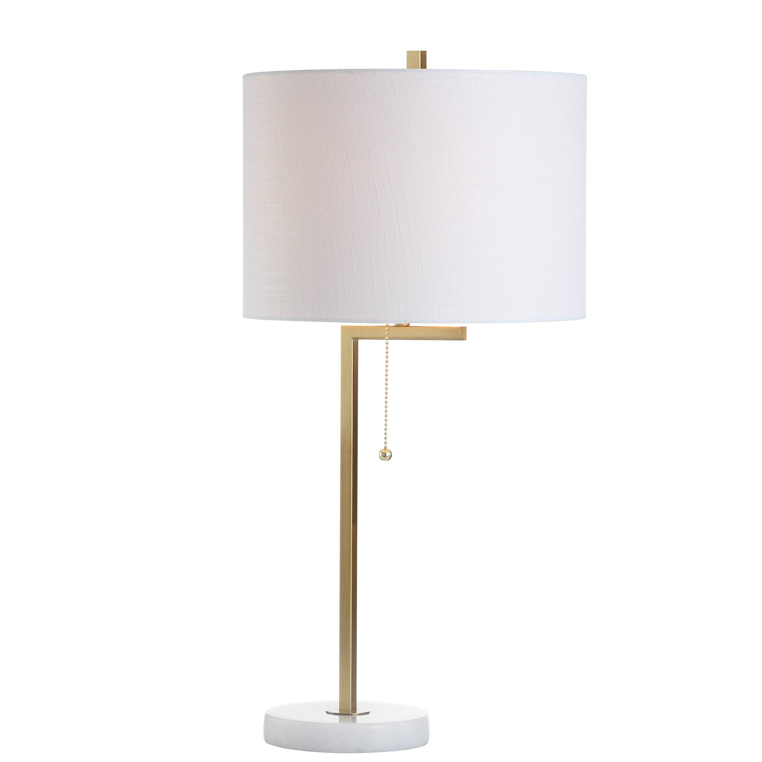 24.5" Metal/Marble LED Table Lamp Contemporary Bedside Desk Nightstand Lamp for Bedroom Living Room Office College Bookcase LED Bulb Included, Brass Gold/White