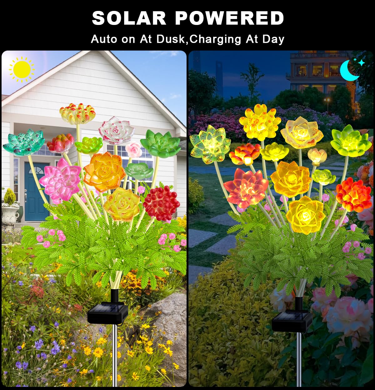 Solar Succulent Plant Lights - New Outdoor Waterproof Decorative Stake Lighting for Garden, Lawn, Patio & Balcony, Thoughtful Gift for Garden Lovers Housewarming Gift