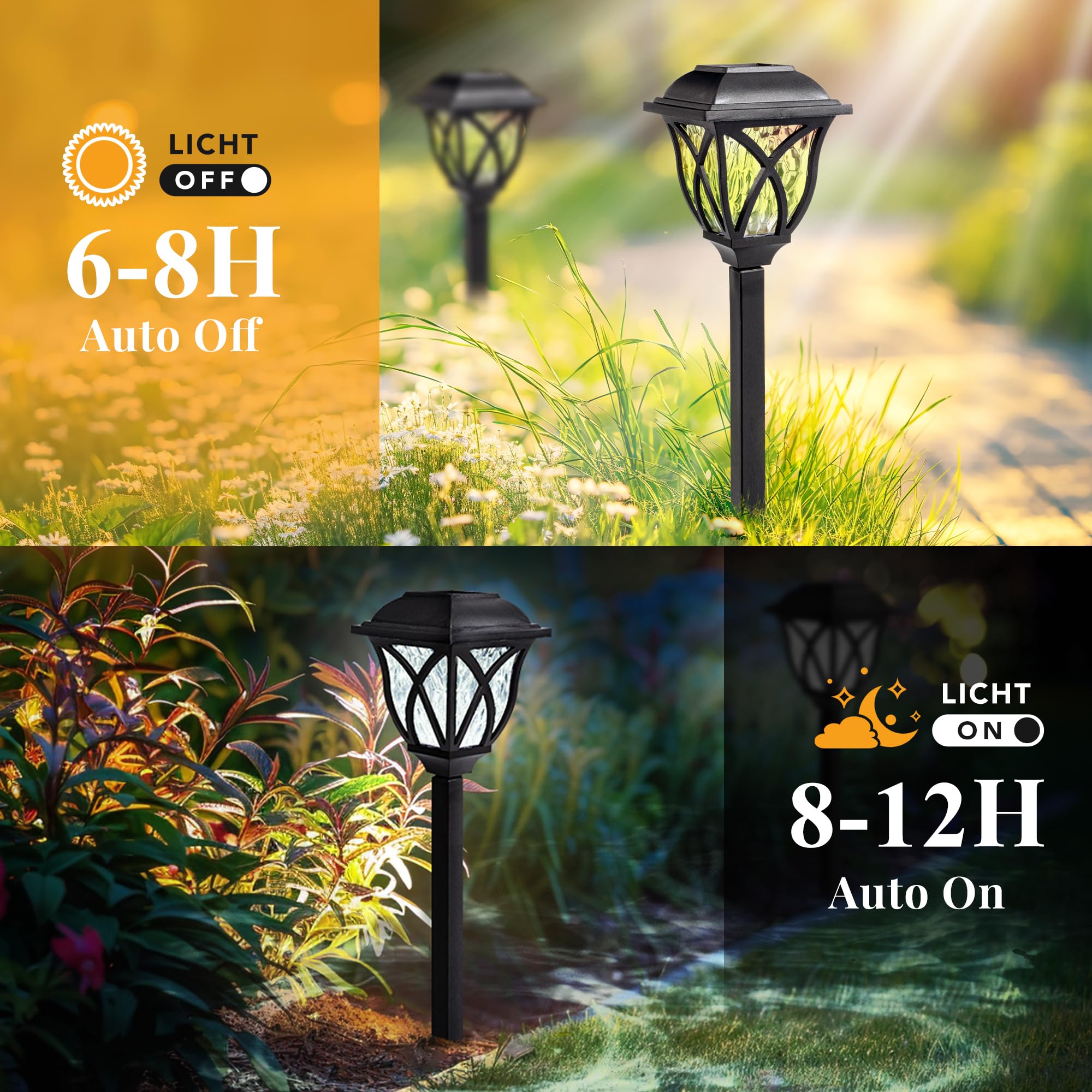 Solar Lights Outdoor Waterproof, 6 Pack LED Solar Garden Lights, Solar Lights for Outside, Garden Decor for Yard, Patio, Landscape, Planter, Walkway (Warm White)