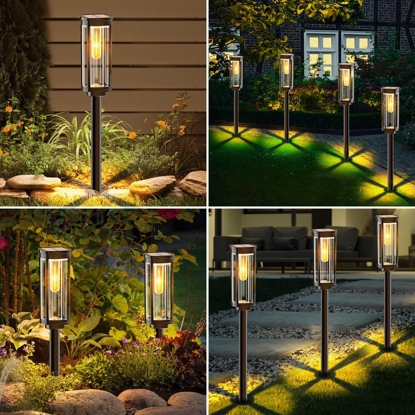 Solar Pathway Lights Outdoor, 6 Pack Solar Garden Lights Waterproof Bright LED Path Lights Solar Powered for Outside Yard Patio Lawn Walkway Driveway Decor Landscape Lighting (Cool White)