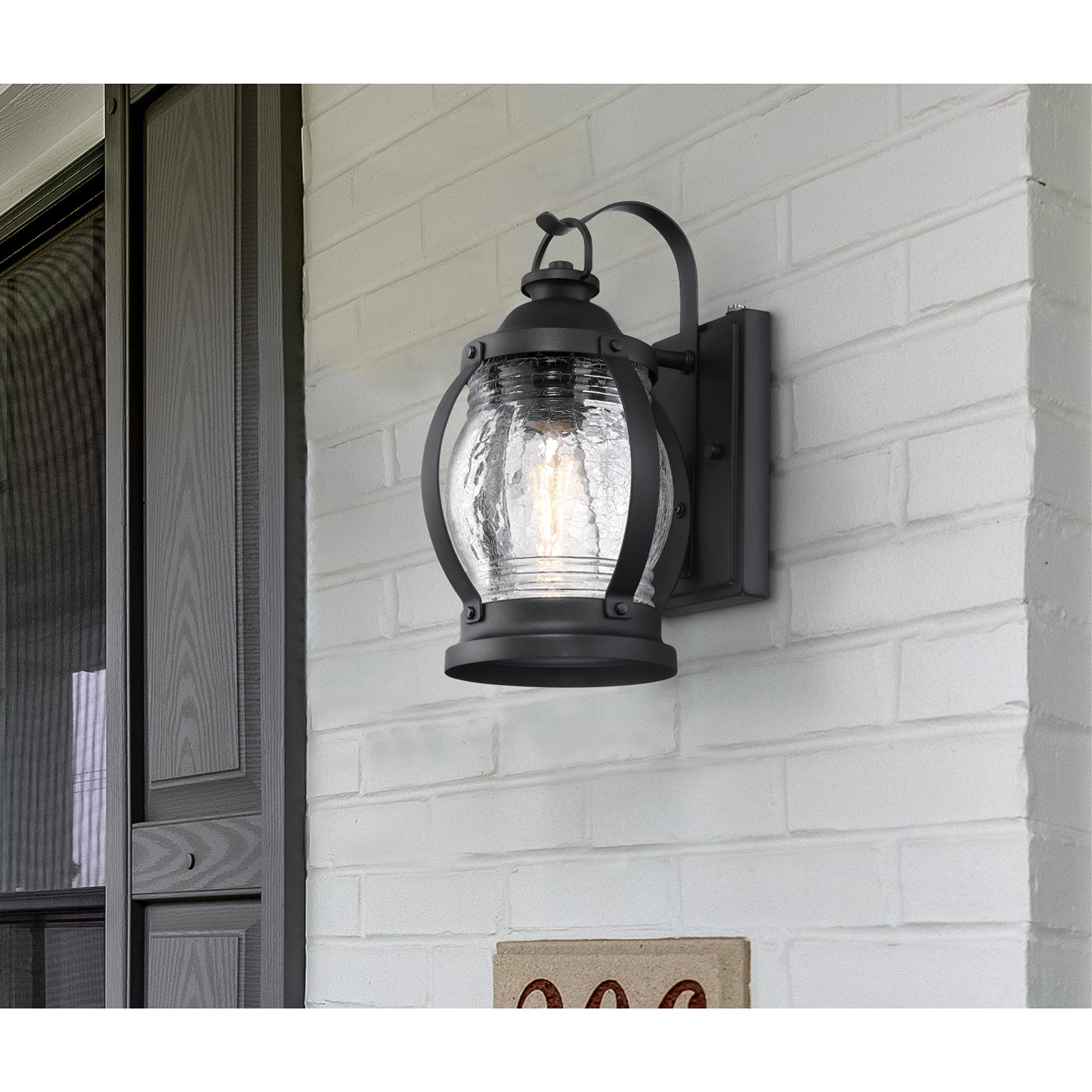 Canyon One-Light Outdoor Wall Fixture, Textured Black and Barnwood Finish with Clear Glass