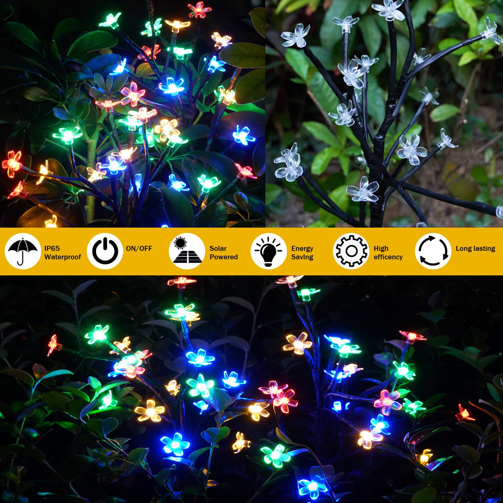 Solar Flowers Lights Garden Decor, Solar Garden Lights Outdoor Decorative,2Pack 40LED Solar Lights Outdoor Garden Waterproof Fairy Lights for Outside Yard,Lawn Decorations Gardening Gifts