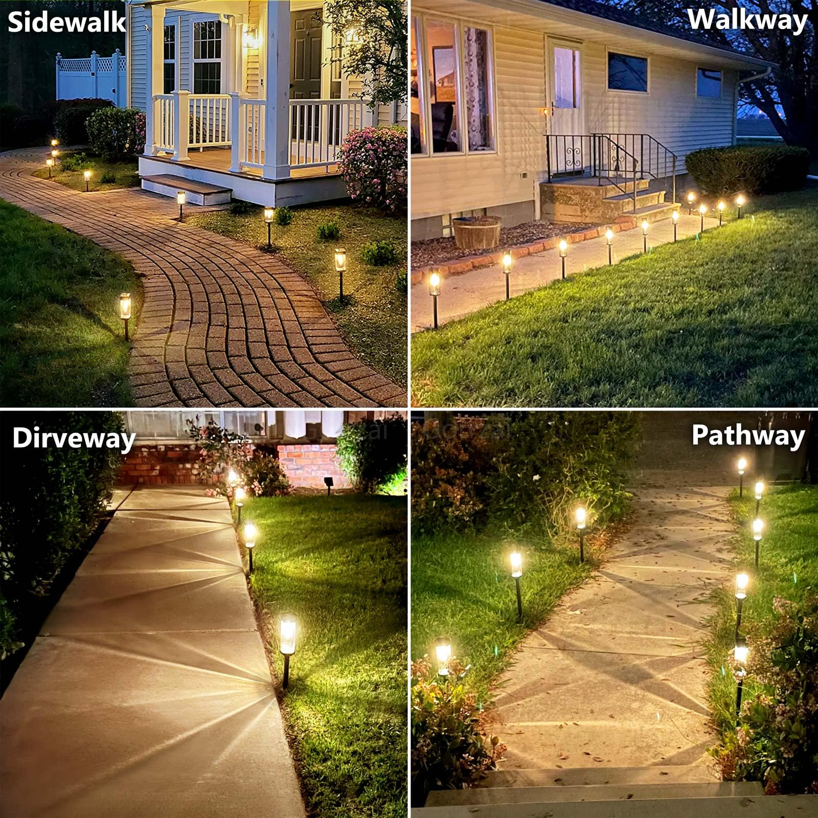 Solar Pathway Lights 8 Pack Solar Outdoor Lights, Upgraded Stainless Steel Garden Lights with LED Tungsten Filament Bulb, Waterproof Solar Power Driveway Lights for Landscape Walkway Yard Lawn