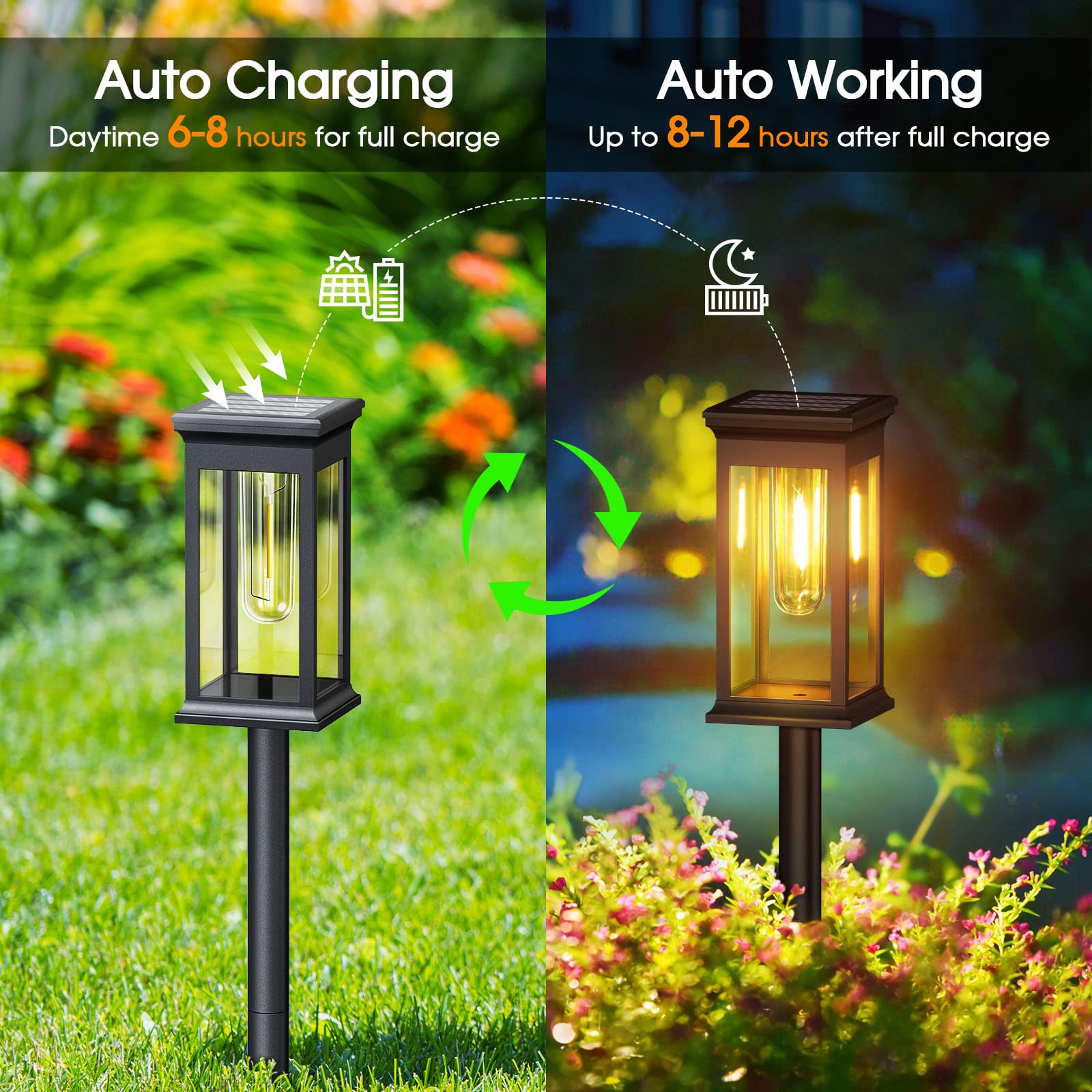 Solar Pathway Lights Outdoor 8 Pack, 2X Bigger Solar Outdoor Lights, Bright Solar Garden Lights Outdoor Waterproof, Auto On/Off Outdoor Solar Lights for Yard Landscape Path Lawn Patio Walkway