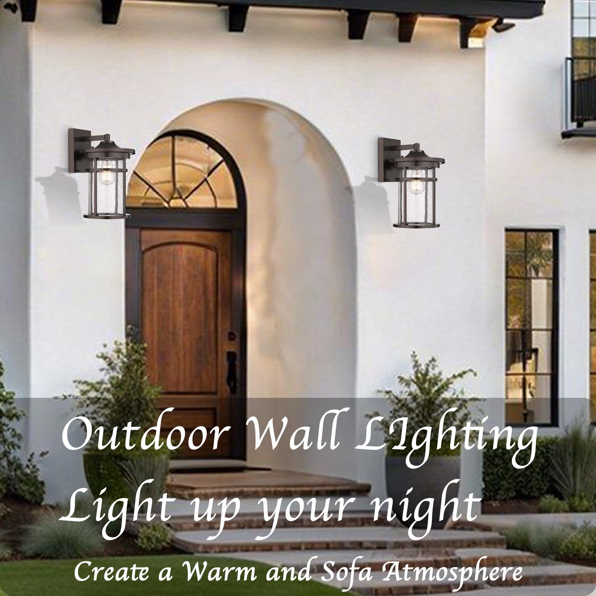 Outdoor Wall Sconces, Exterior Wall Lantern, Outdoor Wall Lighting Fixture, Outdoor Wall Mounted Lights, Outdoor Wall Lights for Patio, Porch, Garden,Balcony (Black, 12" H)