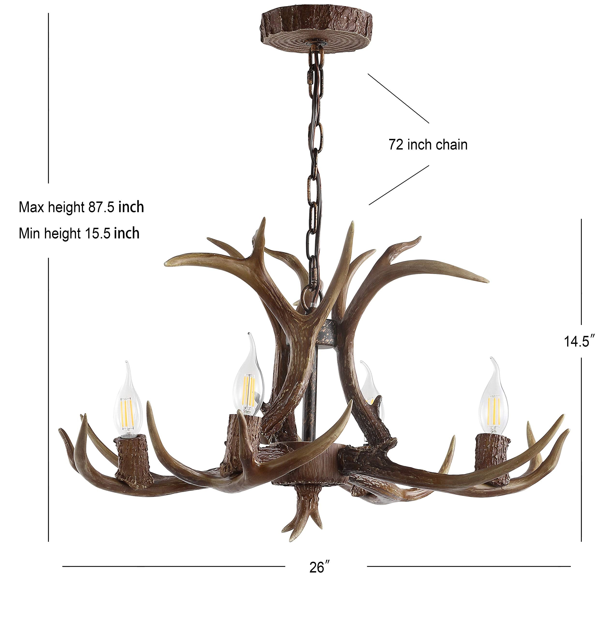 30" Adjustable Resin Antler 5-Light LED Chandelier, Glam, Rustic,Cottage,Transitional, Dimmable Dining Room, Living Room, Kitchen, Foyer, Bedroom, White