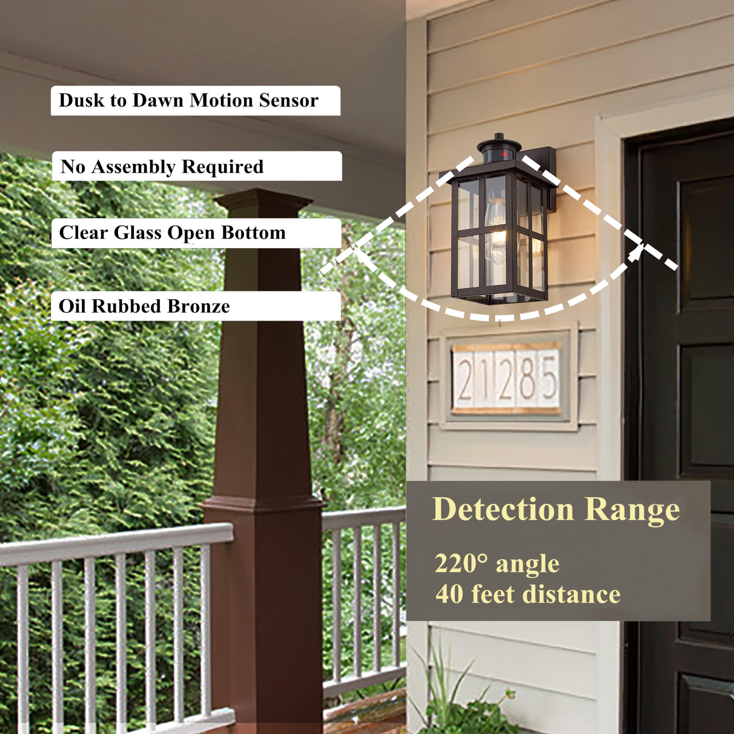 Oil Rubbed Bronze Outdoor Light Sconces Wall Mount, Clear Seedy Glass Large Exterior Porch Wall Lantern, 12.5" Outside Lights for House, Front Porch, Patio, Backyard