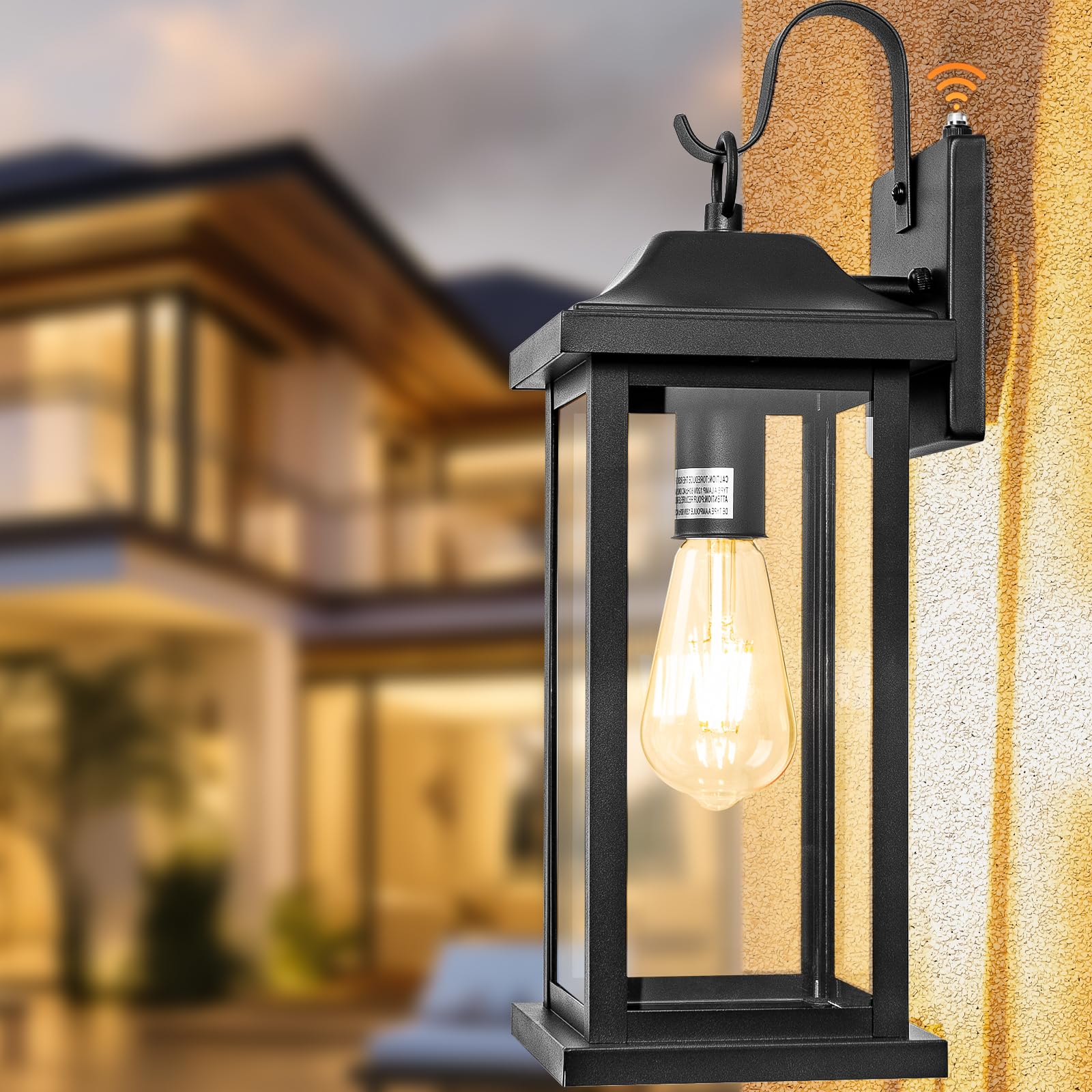 2-Pack 17 Inch Large Outdoor Light Fixtures, Exterior Matte Black Wall Sconces IP65 Waterproof Anti-Rust, Porch Lights with Clear Glass Outside Modern Wall Lanterns E26 Bulb Base