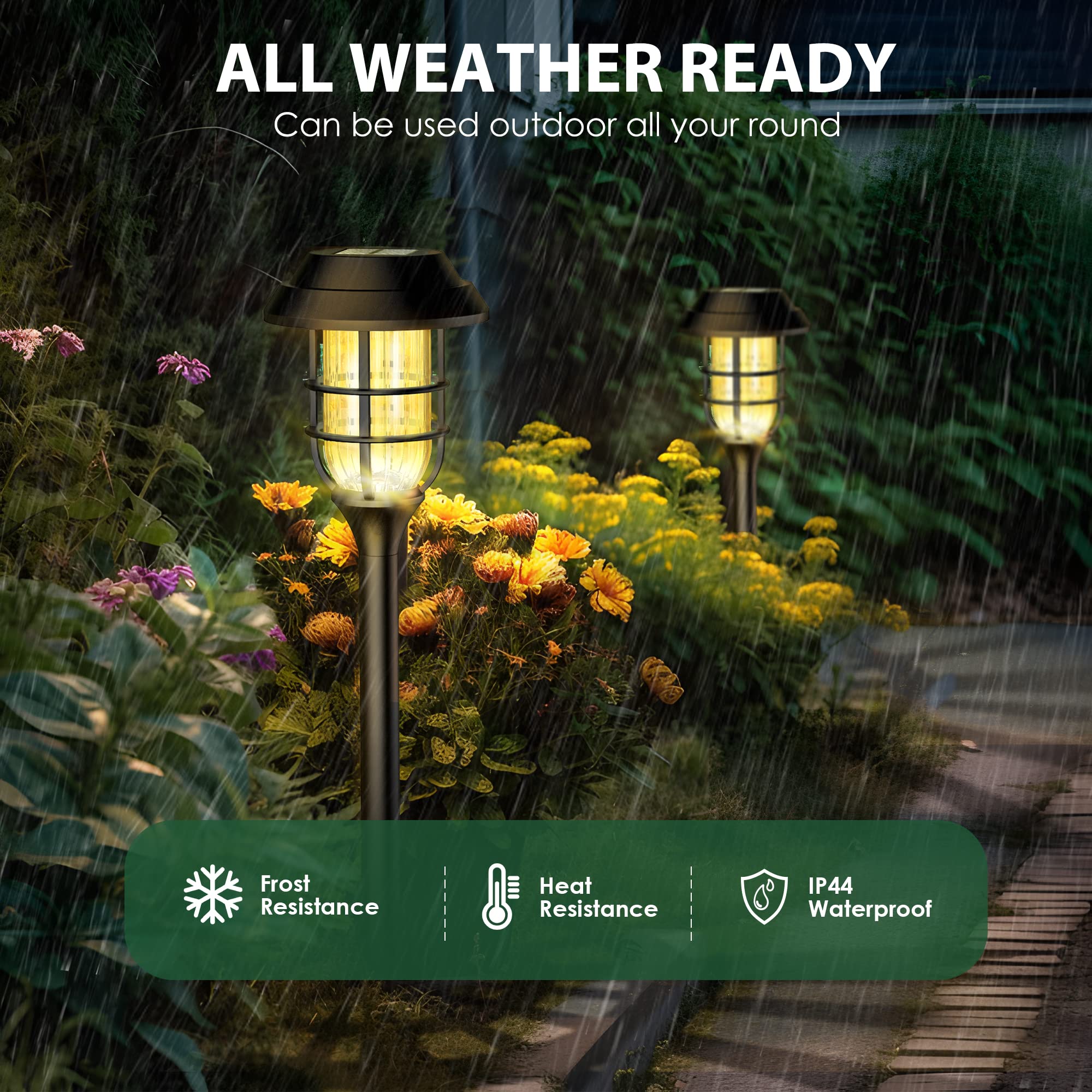 Solar Lights for Outside, Solar Outdoor Path Lights, Garden Lights Waterproof, Solar Powered Landscape Lighting for Yard, Garden, Pathway, Patio, Porch, Walkway, Driveway, 8 Pack(Cold White)