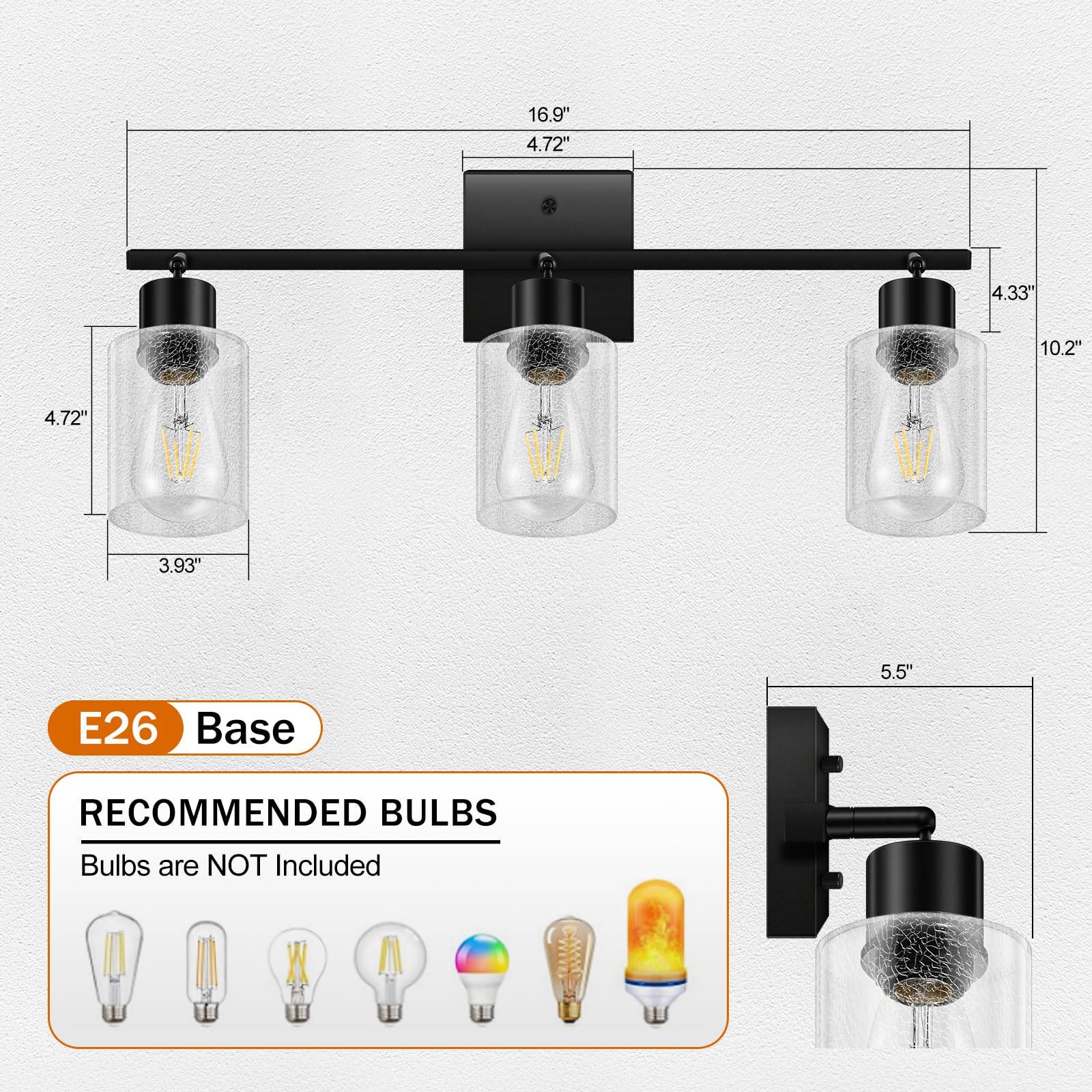 LED 4 Light Track Lighting Kit, 4 Way Ceiling Spot Lighting with Glass Lampshade, Flexibly Rotatable Light Head for Kitchen, Living Room, Bedroom, Bulb Not Included