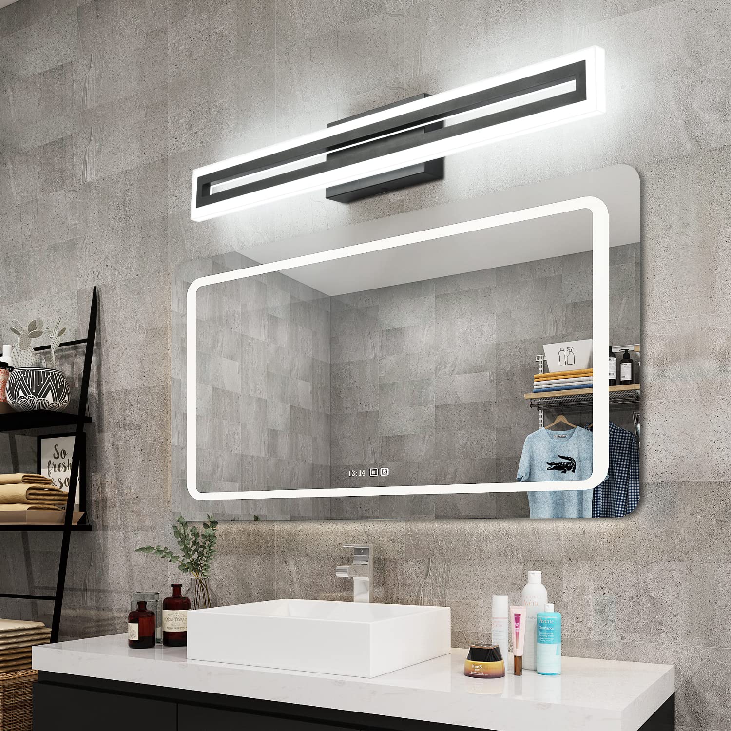 LED Vanity Light Bathroom Vanity Light,31.8 Inch Bathroom Lights Over Mirror 6000K Brushed Nickle