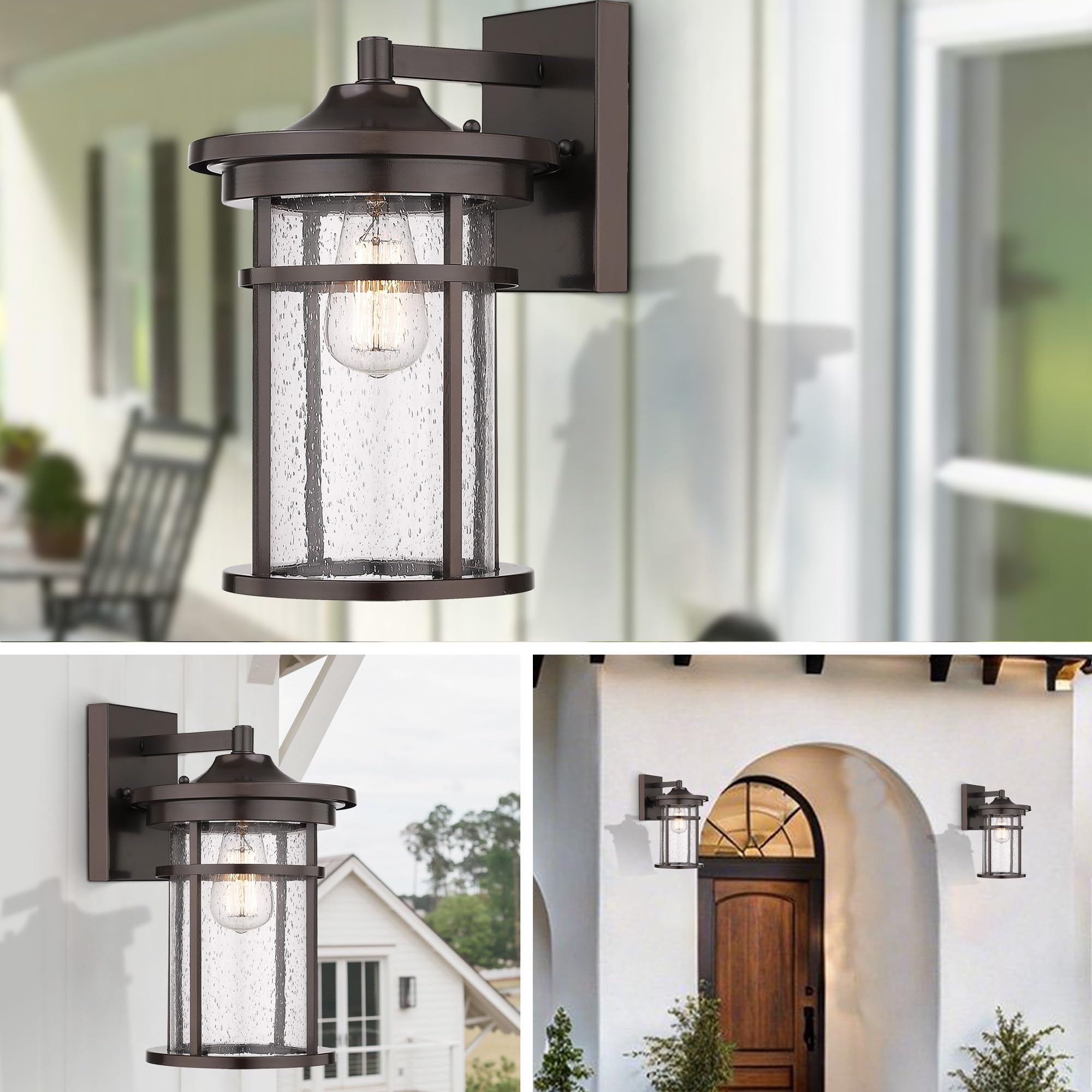 Outdoor Wall Sconces, Exterior Wall Lantern, Outdoor Wall Lighting Fixture, Outdoor Wall Mounted Lights, Outdoor Wall Lights for Patio, Porch, Garden,Balcony (Black, 12" H)