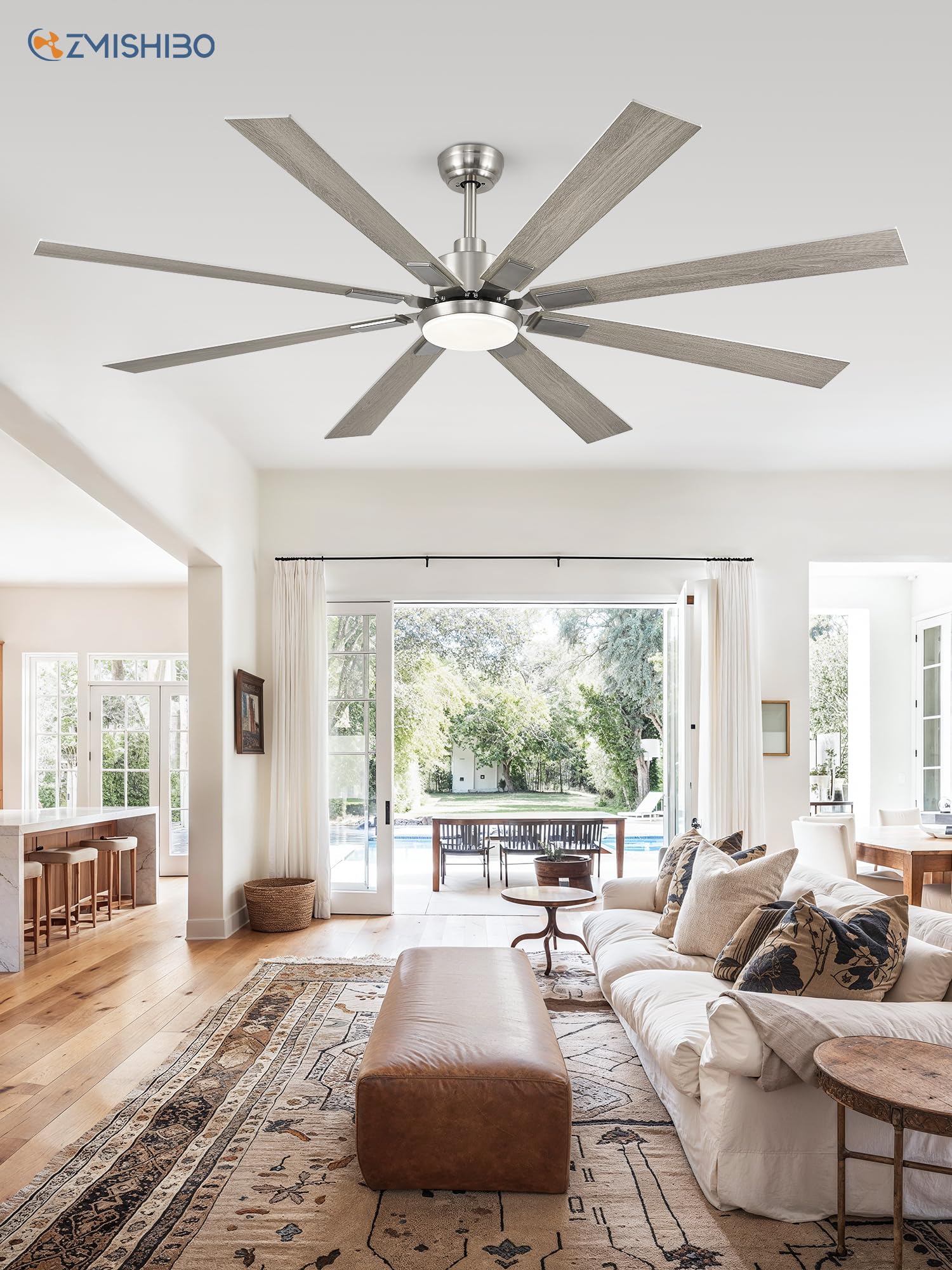 72 inch Oil Rubbed Bronze Ceiling Fans with Lights and Remote, Indoor/Outdoor Farmhouse Ceiling Fan for Living Room Patio, 6 Speed Reversible Quiet DC Motor, 3CCT, Dual Finish Blades