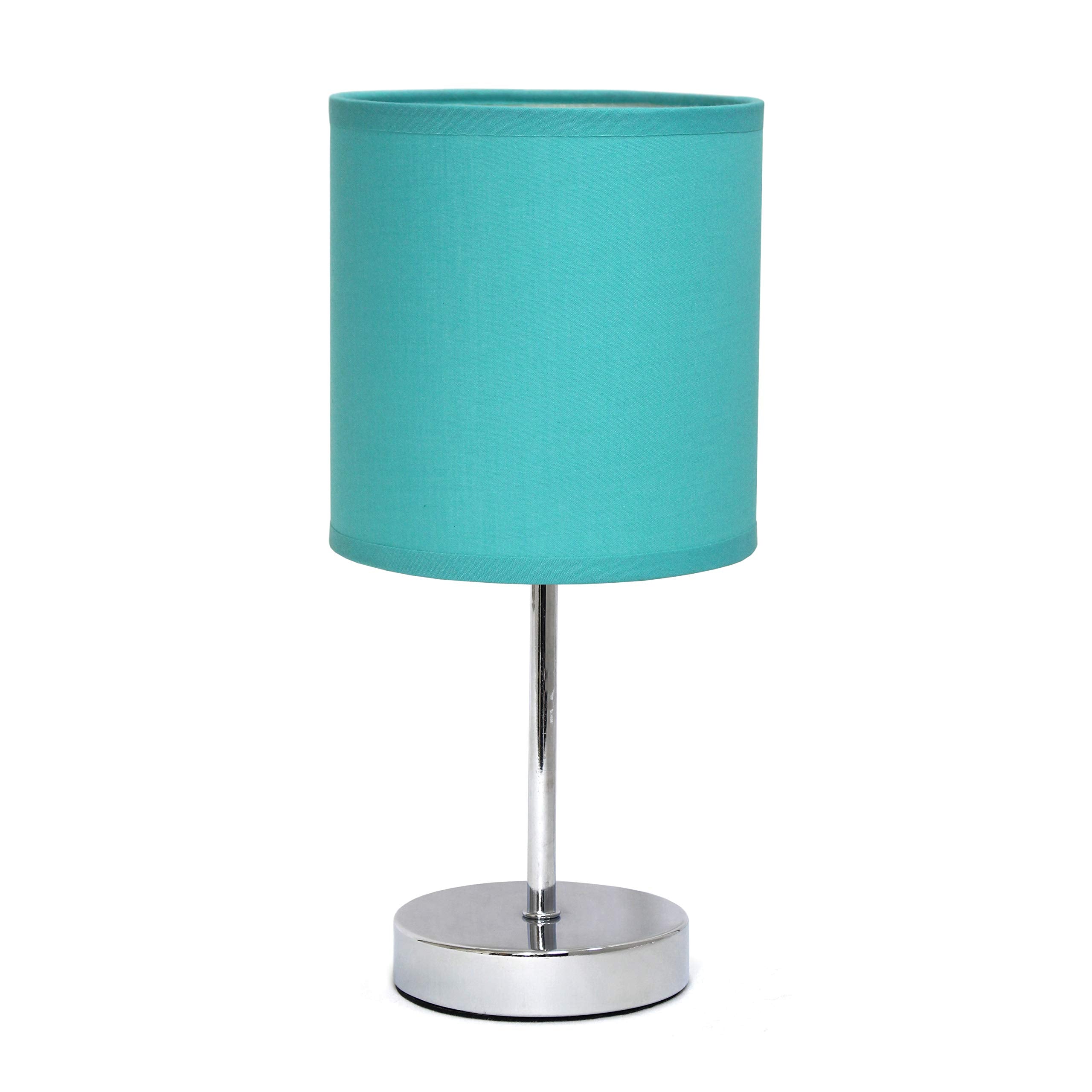 Chrome Mini Basic Table Lamp with Fabric Shade, White