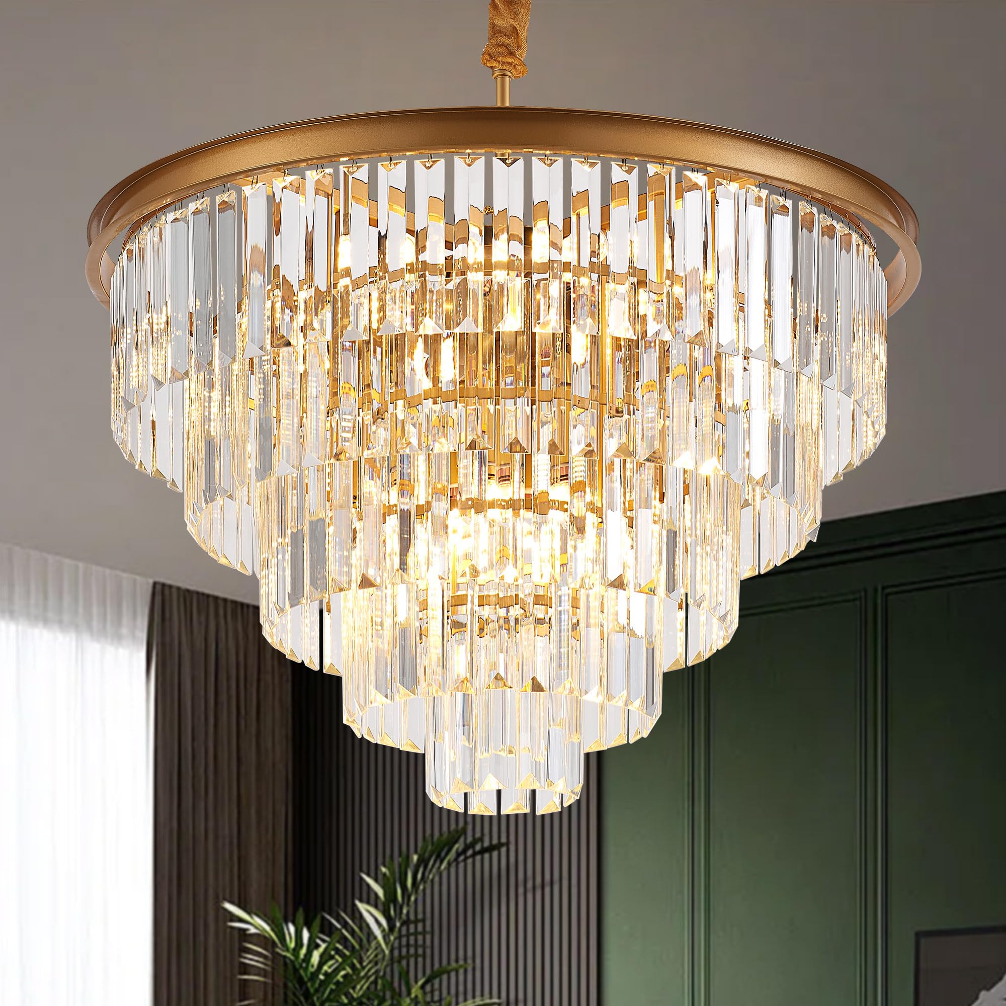 Gold Crystal Pendant Light Mini Modern Luxury Crystal Pendant Light Perfect for Dining Room, Bedroom, Kitchen, Living Room 3-Pack