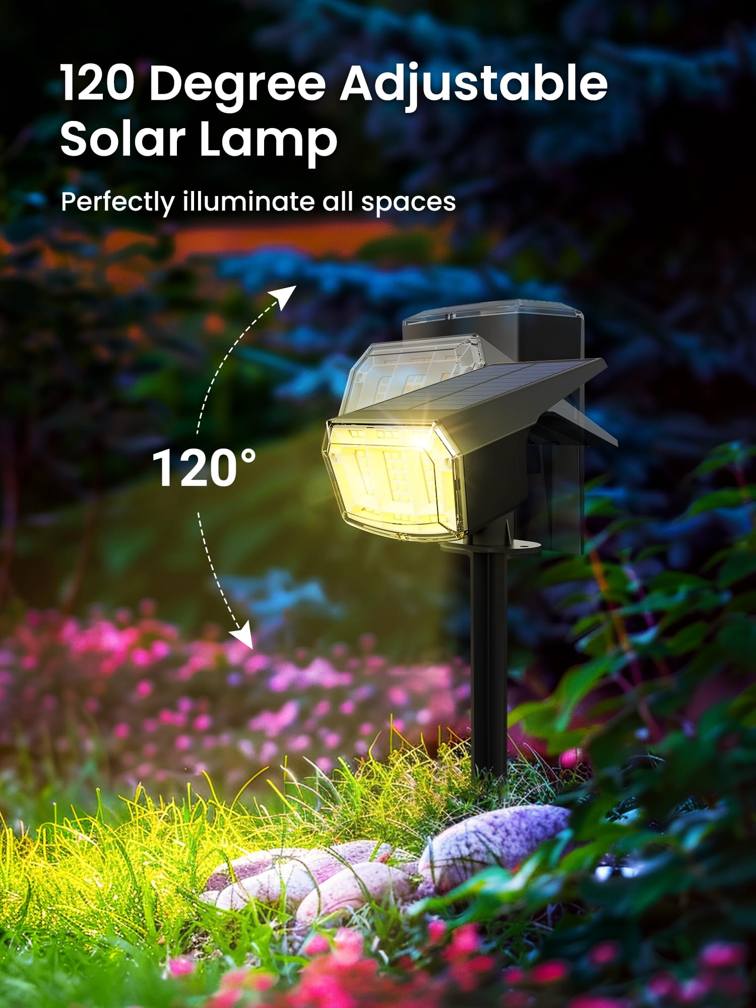 Solar Spot Lights Outdoor Waterproof 4 Pack IP65, 63 LED 3 Lighting Modes Spotlights for Yard Garden House Garage Pathway