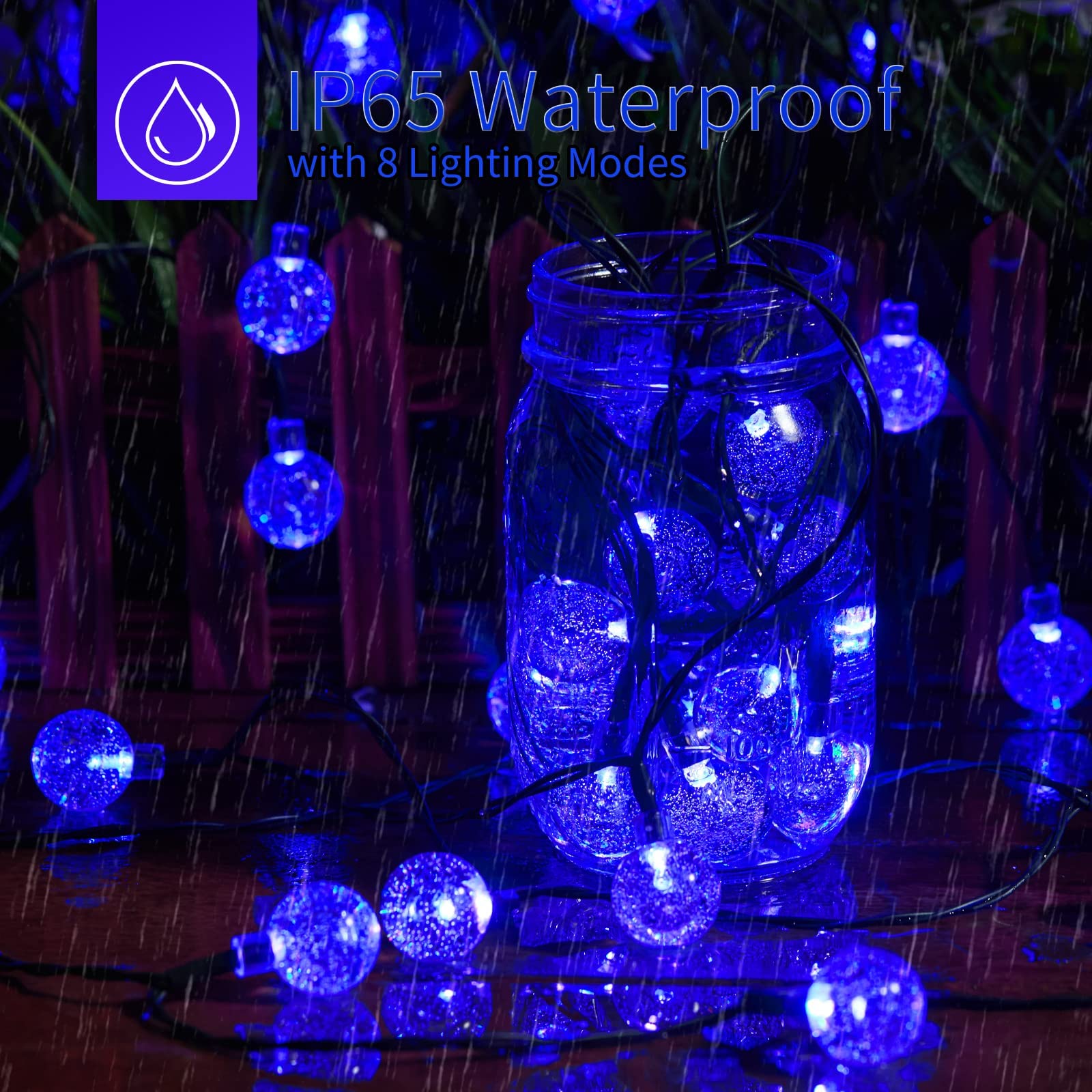 120 LED 72FT Solar Lights Outdoor Waterproof, Crystal Globe Lights with 8 Lighting Modes, Solar Powered Patio Lights for Garden Yard Porch Wedding Party Decor (Warm White)