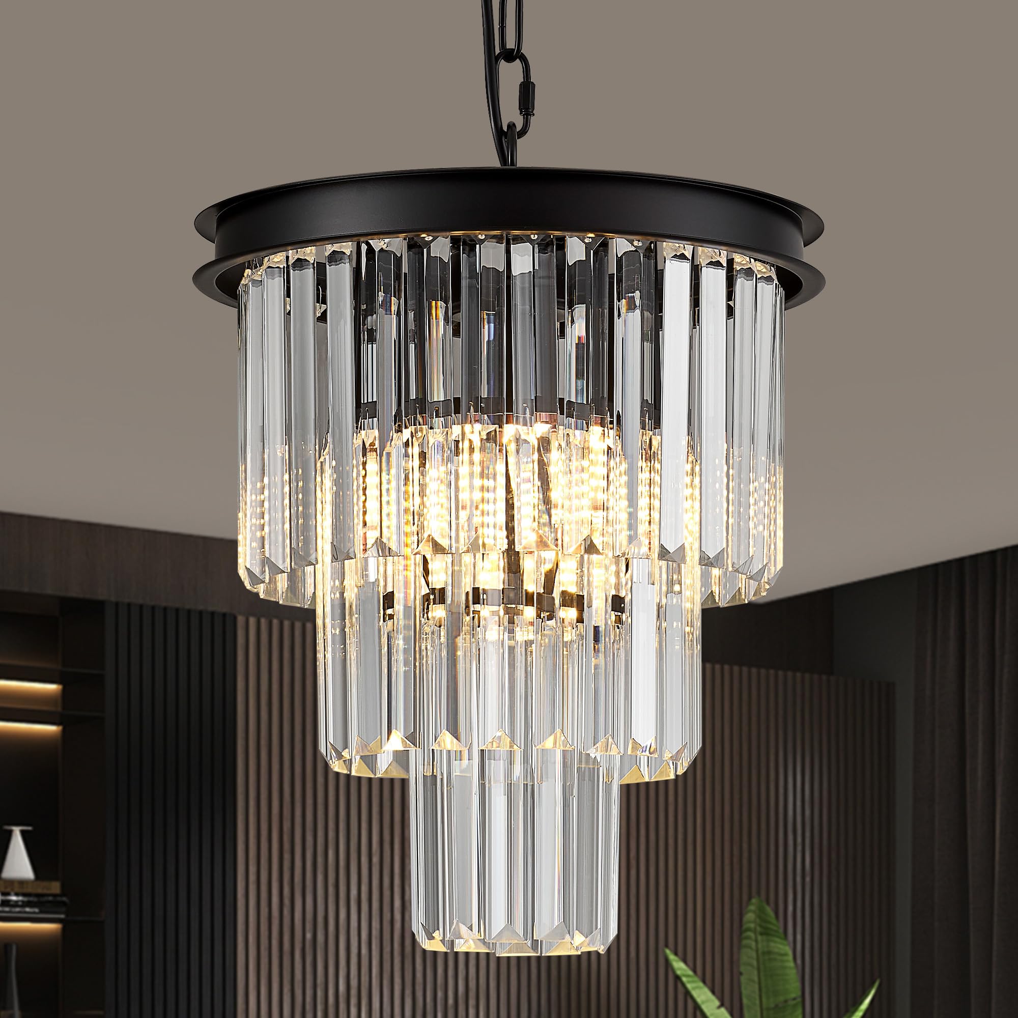 Gold Crystal Pendant Light Mini Modern Luxury Crystal Pendant Light Perfect for Dining Room, Bedroom, Kitchen, Living Room 3-Pack