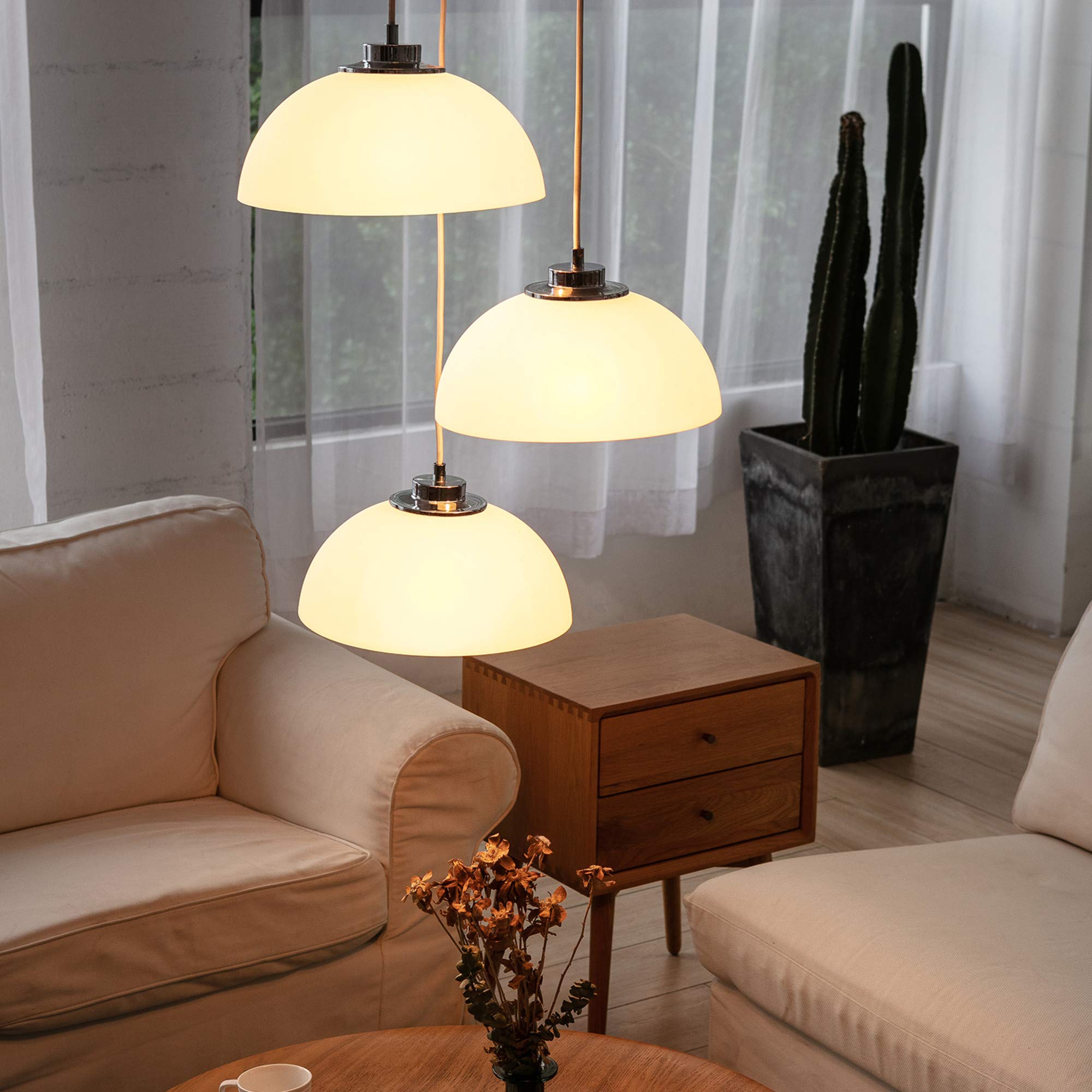 1-Light Pendant Lighting, Matte Brass, Frosted Ribbed Glass Shade, Bulb Not Included