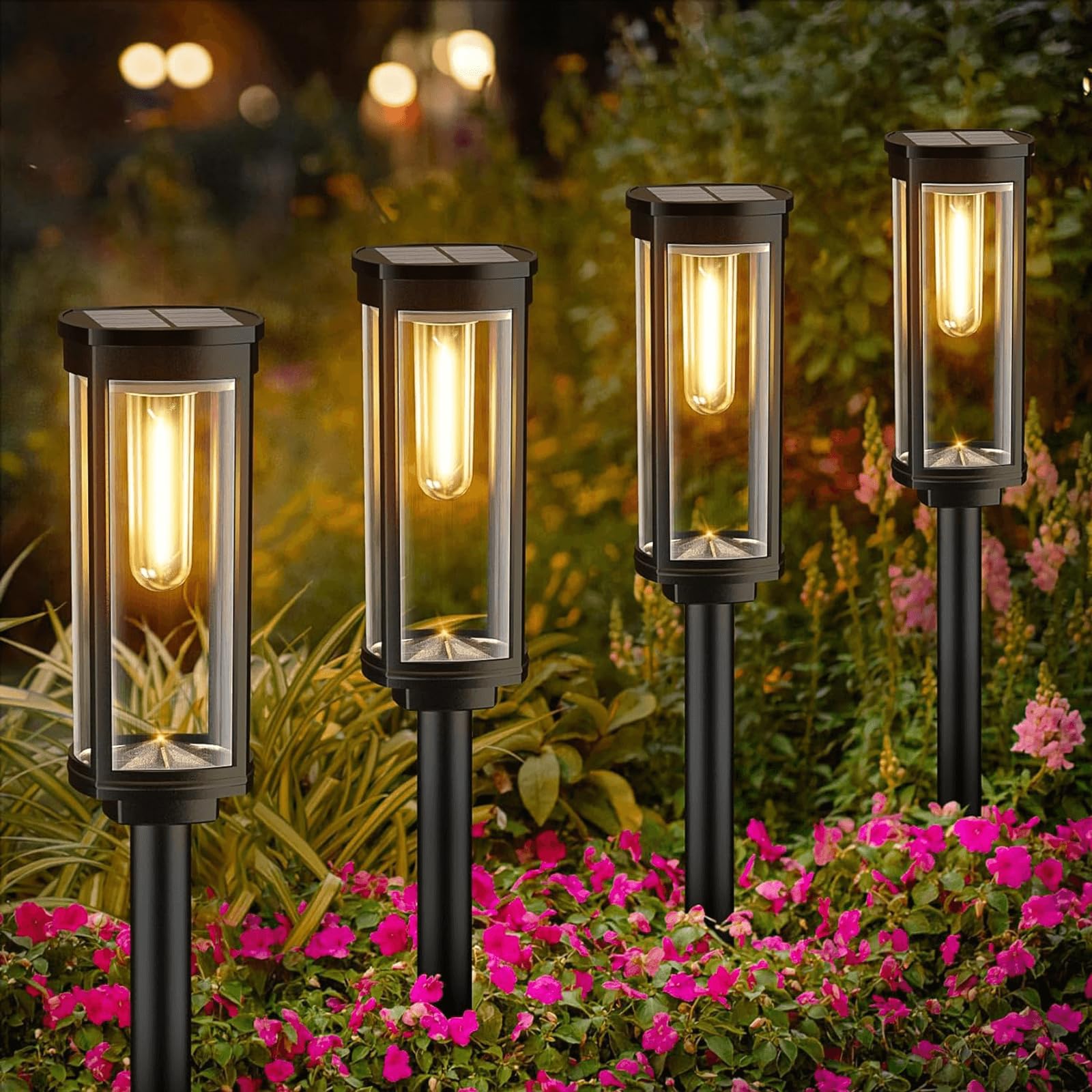 Bright Solar Pathway Lights Outdoor, 8 Pack Solar Powered Garden Lights Waterproof, Auto On/Off Solar Yard Lights for Lawn Patio Walkway Driveway Decor Landscape Lighting