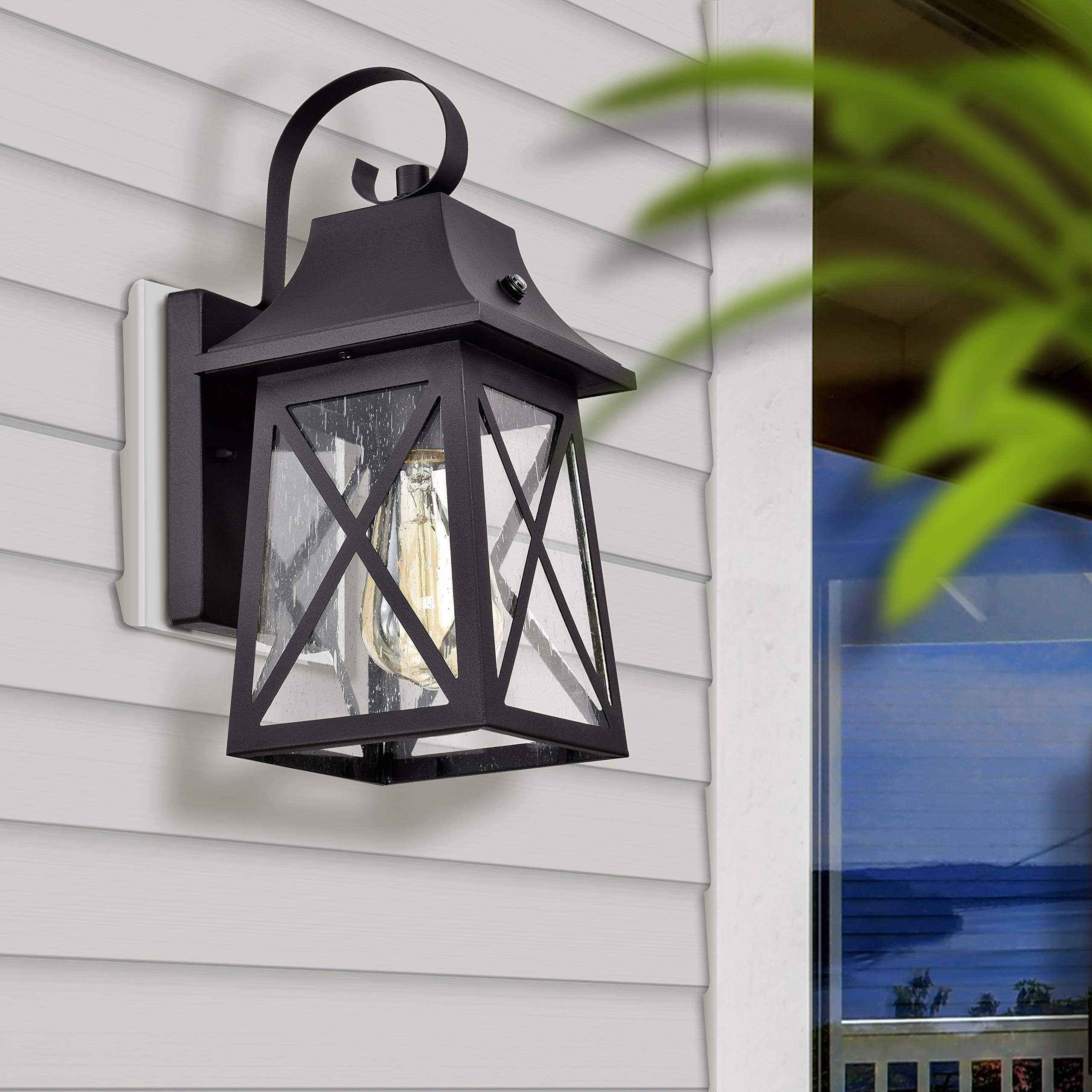 Porch Light Fixture, Oil Rubbed Bronze Outdoor Wall Sconce,13.25" Farmhouse Porch Light with Clear Seedy Glass for Garage, Patio, Porch, Doorway, Entryway.