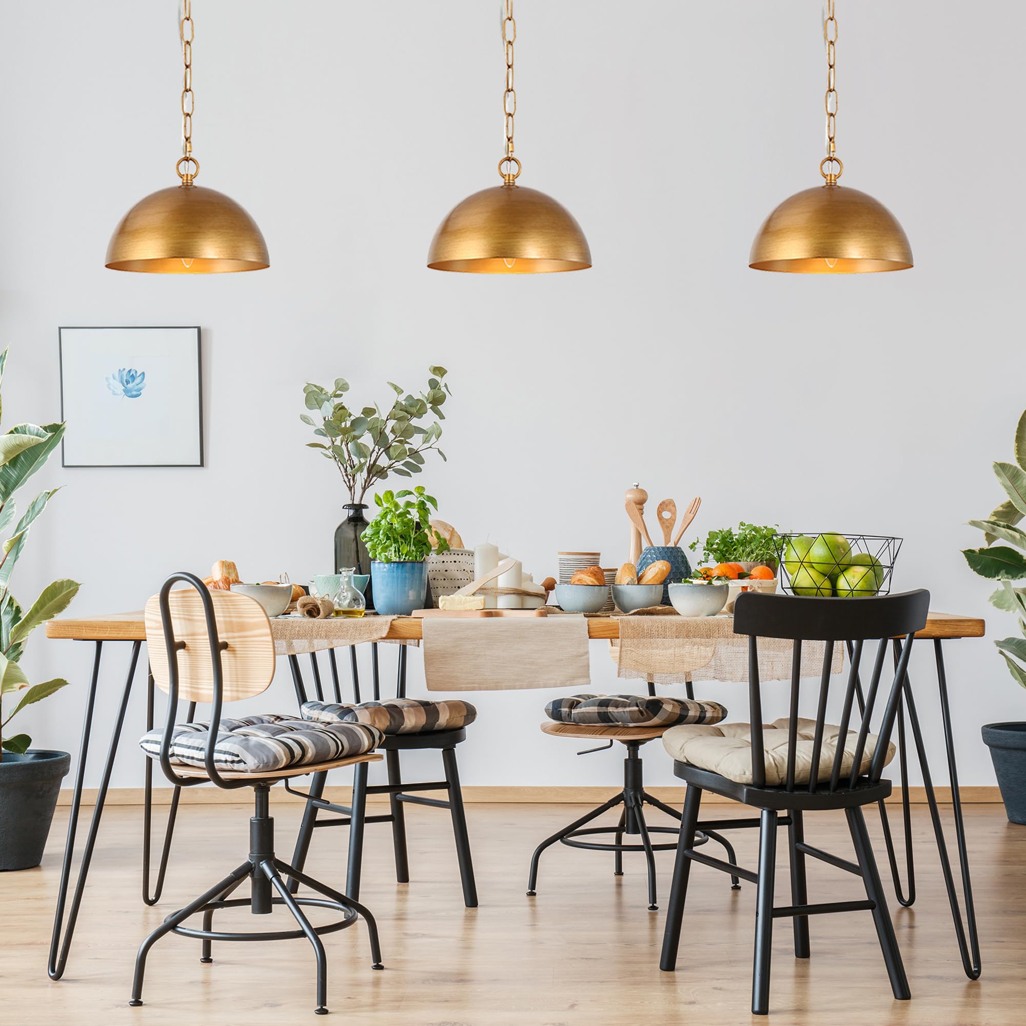 Gold Pendant Light, Modern Pendant Lights Kitchen Island with Frosted Glass Pendant Hanging Lights for Dining Room, Kitchen, Bedroom