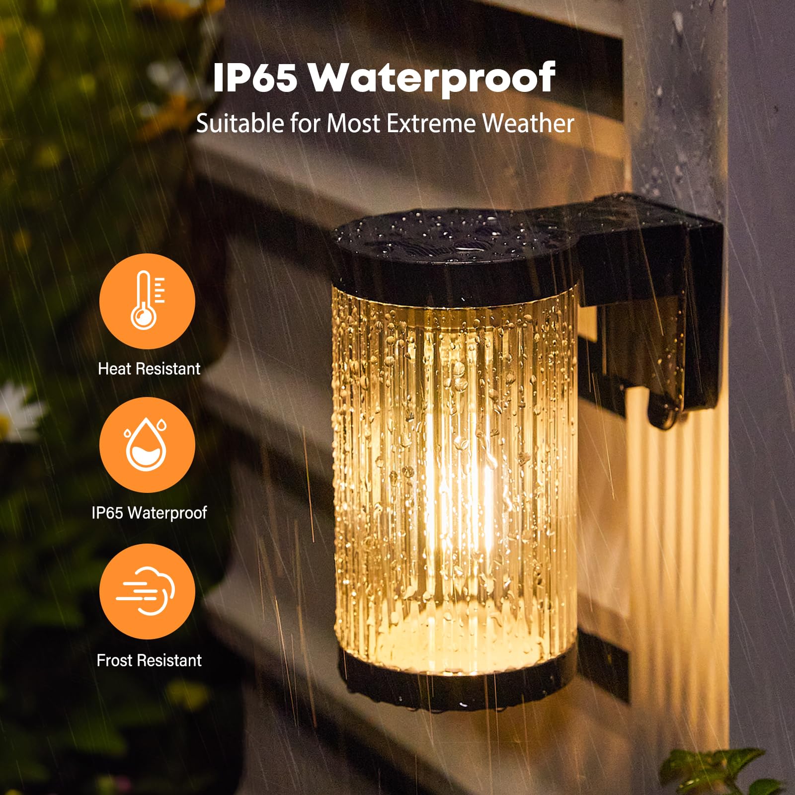 Solar Wall Lights Outdoor 4 Pack, Upgraded Outdoor Wall Lights Fixture, Auto ON/Off Bright Solar Fence Porch Lights, IP65 Waterproof Wall Mount Solar Sconce Lights Outdoor for Doorway Fence