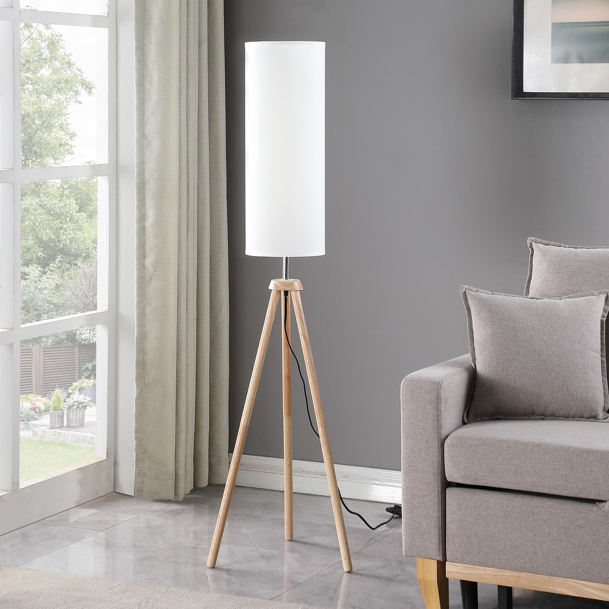 58.5" in Lauren Modern Natural Tripod Floor LAMP