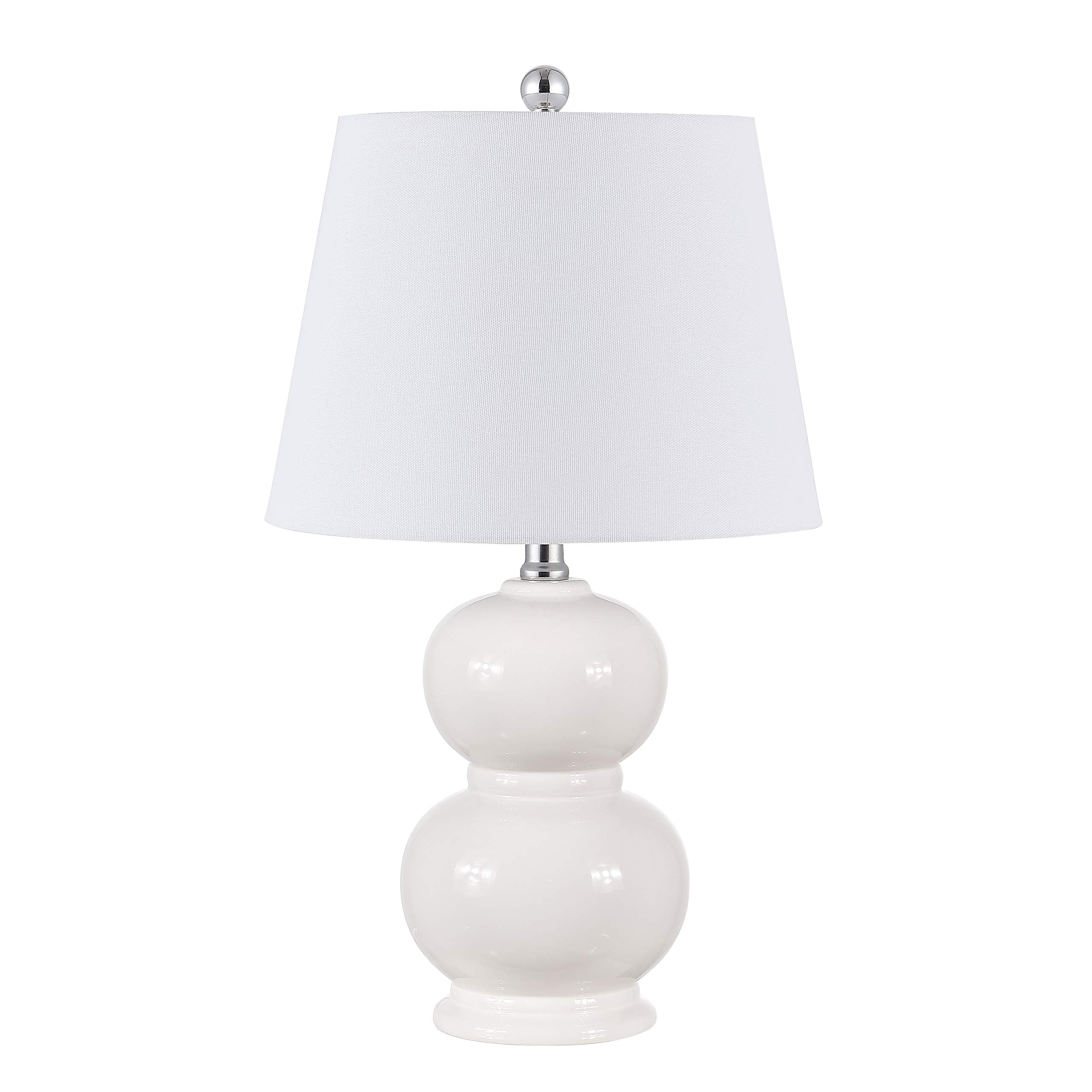 Modern Contemporary Ivory Ceramic Double Gourd 22-inch Bedroom Living Room Home Office Desk Nightstand Table Lamp (LED Bulb Included)