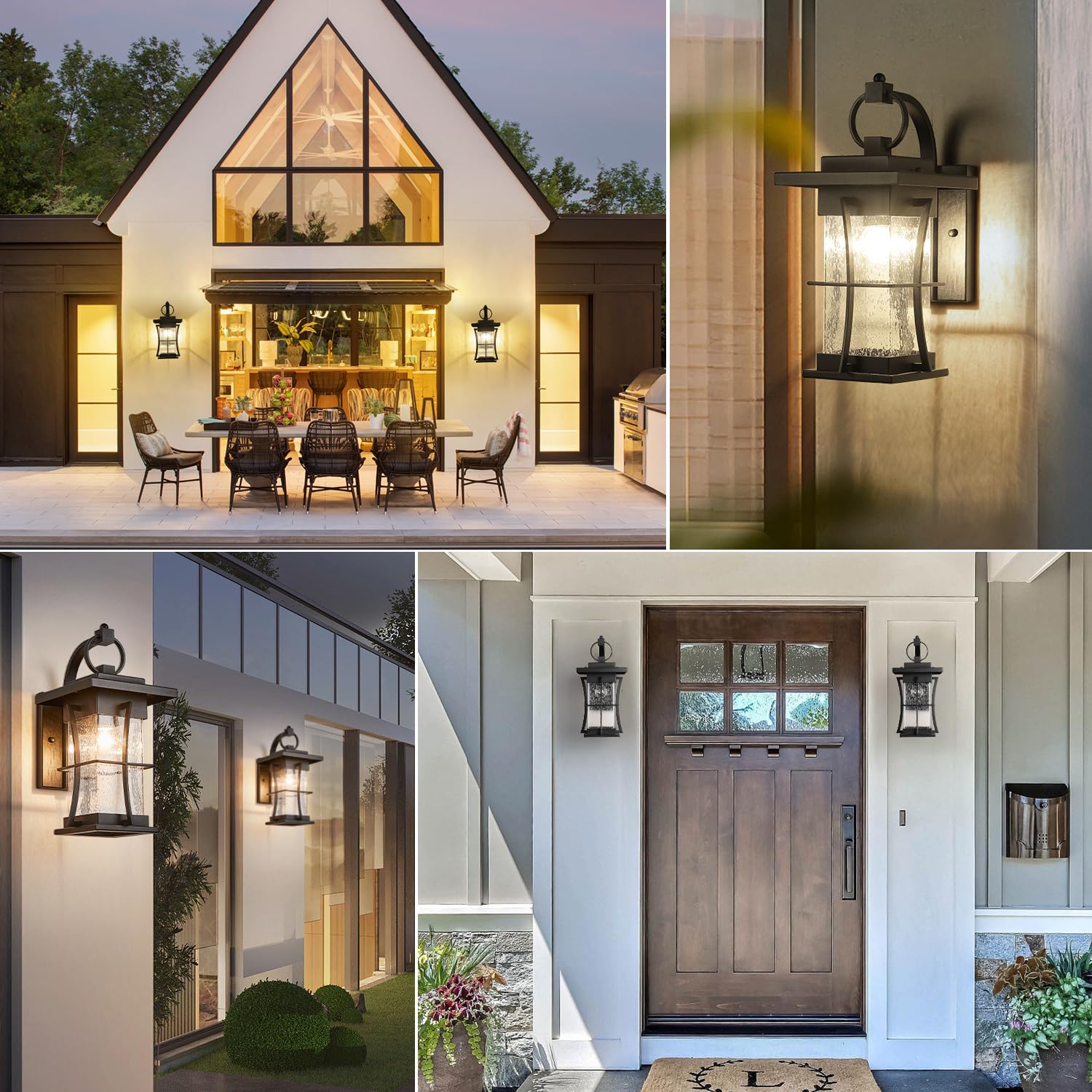 Oil Rubbed Bronze Outdoor Light Sconces Wall Mount Matte Brown Outdoor Wall Lamp Large Exterior Porch Wall Lantern with Seeded Glass 15" Outside Lights for House, Front Door, Patio, Backyard