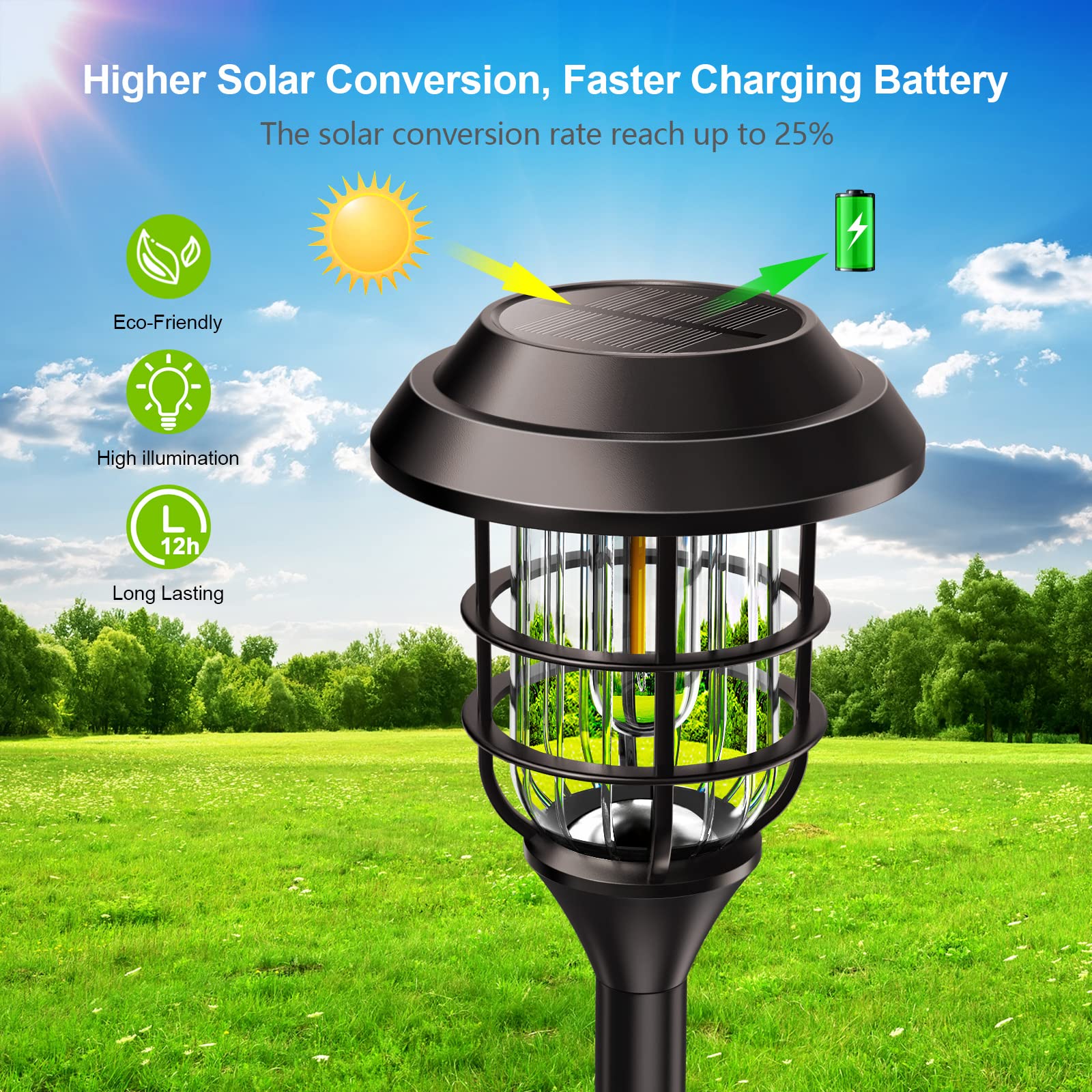 Solar Pathway Lights Outdoor, 8 Pack Bright Solar Lights Outdoor, IP65 Waterproof Auto On/Off Solar Garden Lights Solar Powered Landscape Lighting for Yard Patio Walkway Driveway