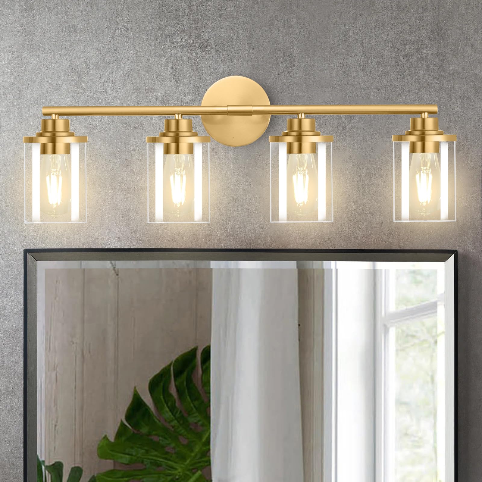 Bathroom Light Fixtures,Vanity Lights,Gold Bathroom Lights Over Mirror,Brushed Gold Vanity Light for Bathroom,20'' Brass Gold 3-Light Modern Bathroom Sconce